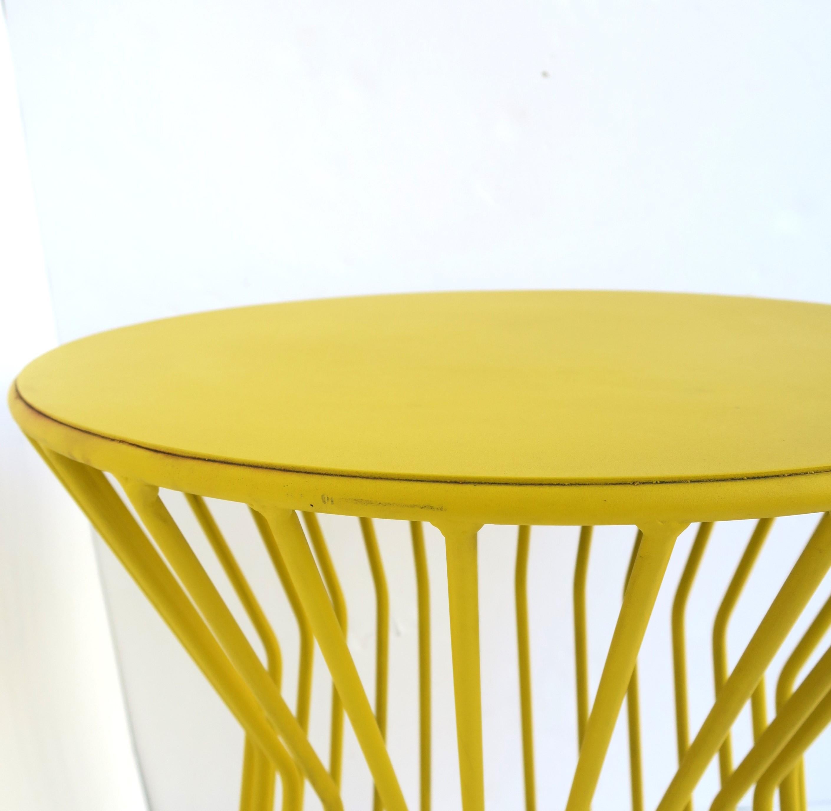 Round Side or End Table in Yellow Platner Style For Sale 4