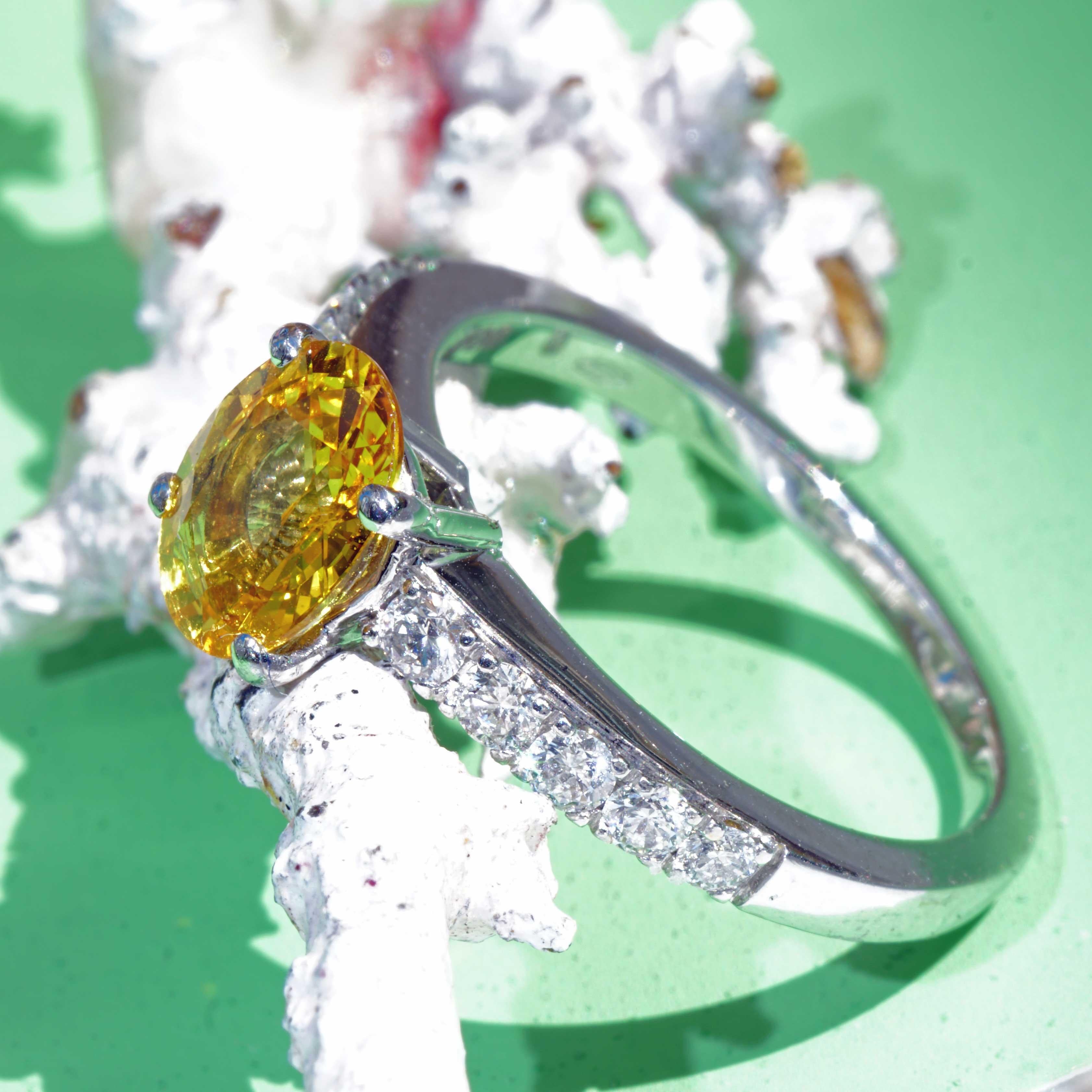 Yellow Saphire Brilliant Ring  1.41 ct 0.35 ct AAA+ very fine Jewellery Italy For Sale 5