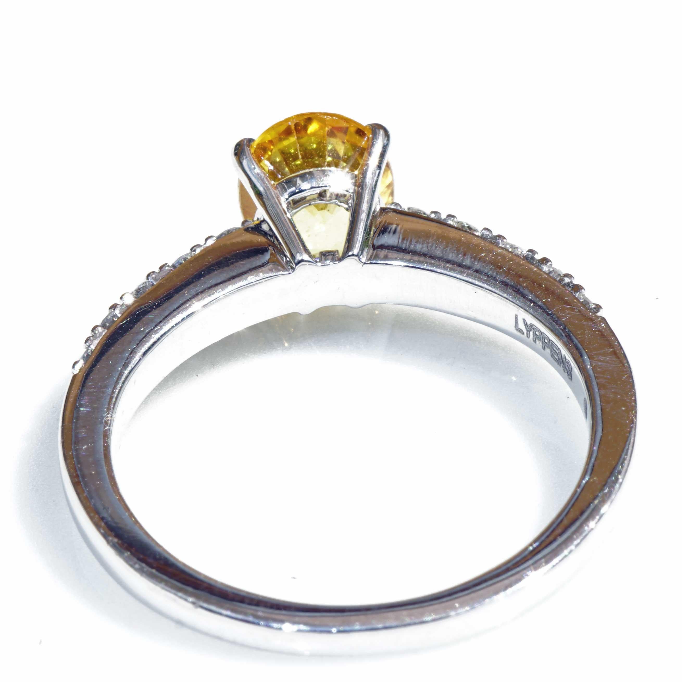 Oval Cut Yellow Saphire Brilliant Ring  1.41 ct 0.35 ct AAA+ very fine Jewellery Italy For Sale