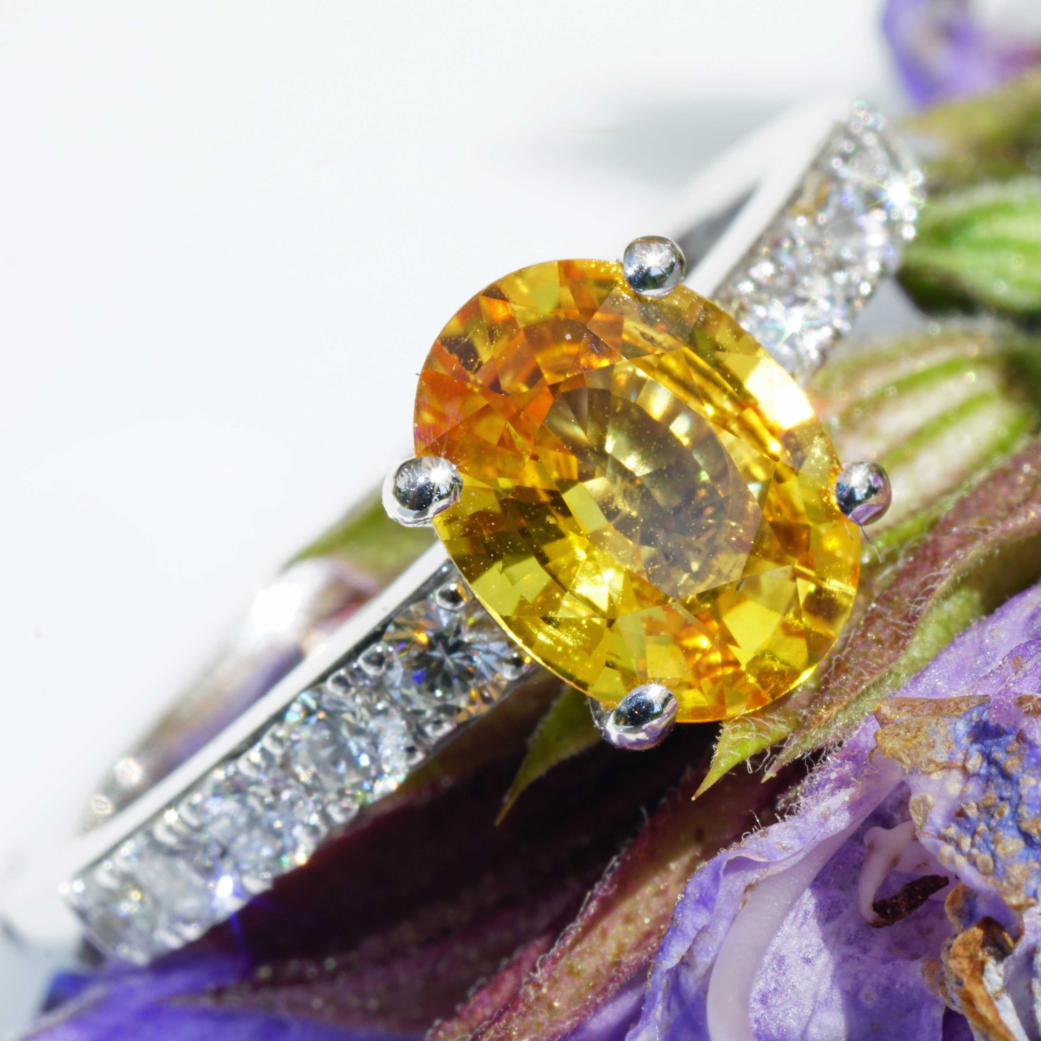 Yellow Saphire Brilliant Ring  1.41 ct 0.35 ct AAA+ very fine Jewellery Italy For Sale 2
