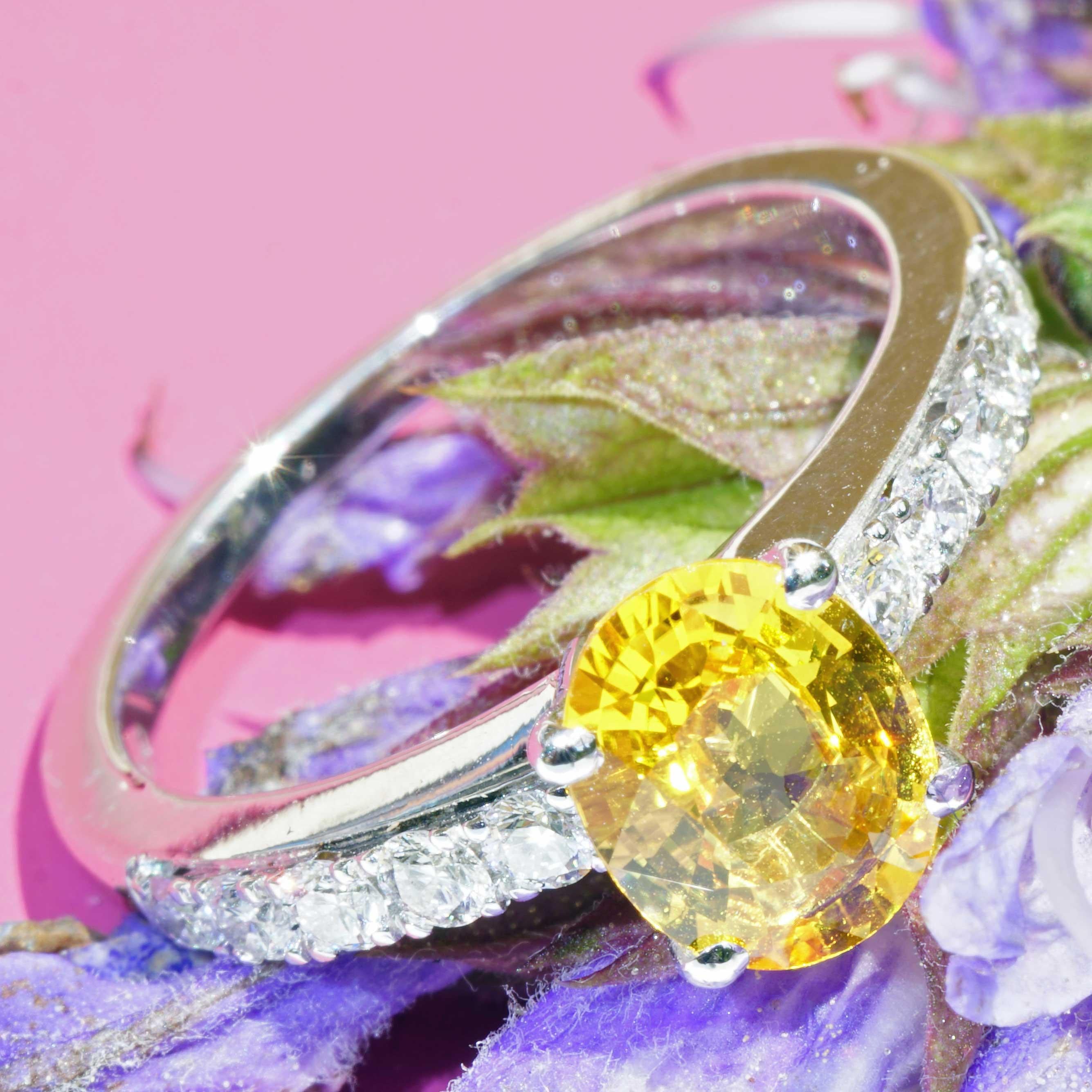 Yellow Saphire Brilliant Ring  1.41 ct 0.35 ct AAA+ very fine Jewellery Italy For Sale 3
