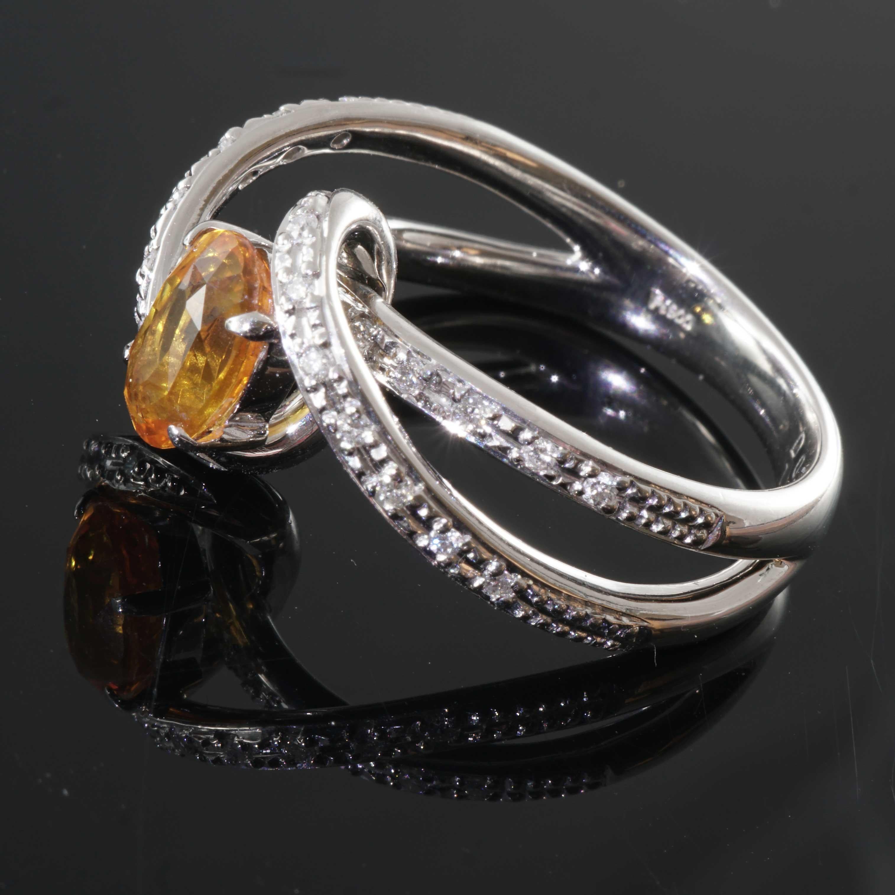 1,6 ct Gelber Saphir Brillant Ring Platin wunderbar symbolisch Farbe sehr gut im Zustand „Neu“ im Angebot in Viena, Viena