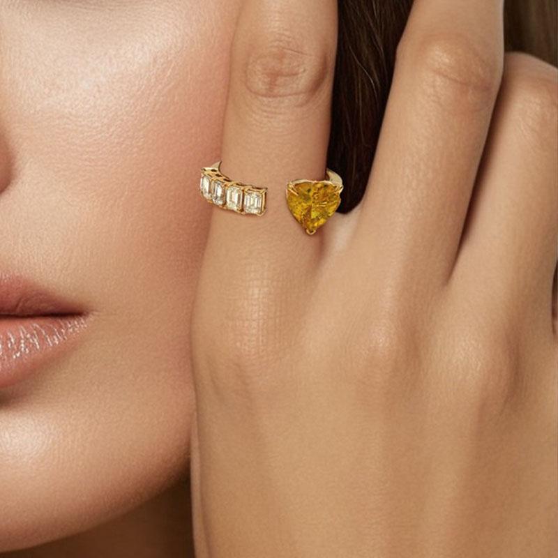 in vendita:  Yellow Sapphire 14K & 18K Heart Diamond Open Ring 4