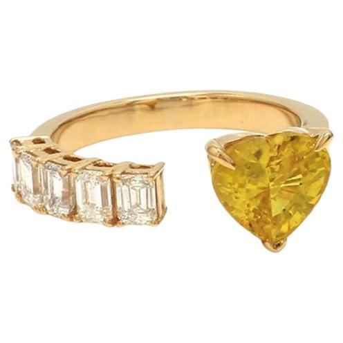 Yellow Sapphire 14K & 18K Heart Diamond Open Ring