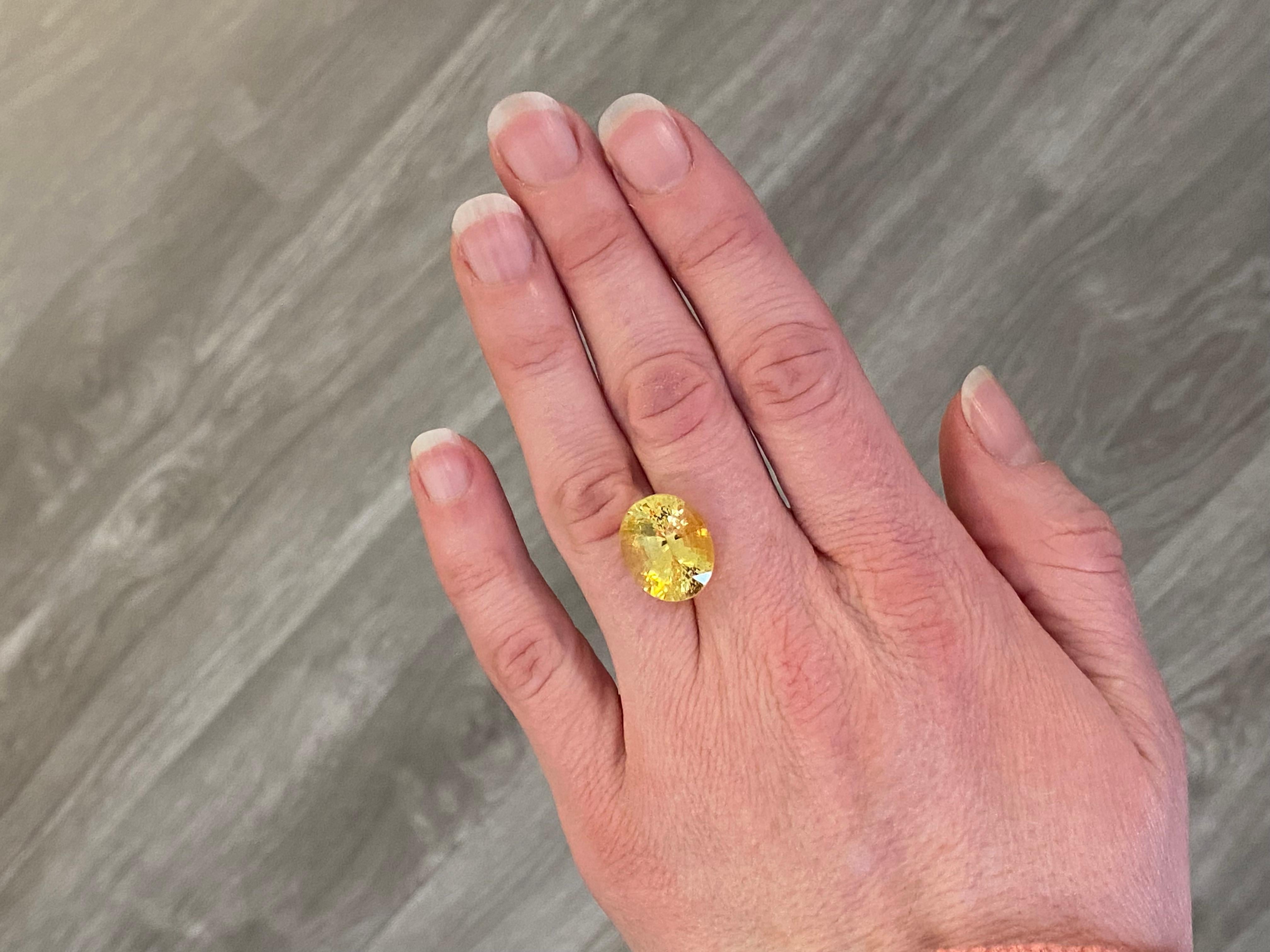 A yellow sapphire of 17.74ct, with a beautiful light to medium colour. This stone can be part of a beautiful ring or pendant, all hand-made by our expert artisans here in Geneva.