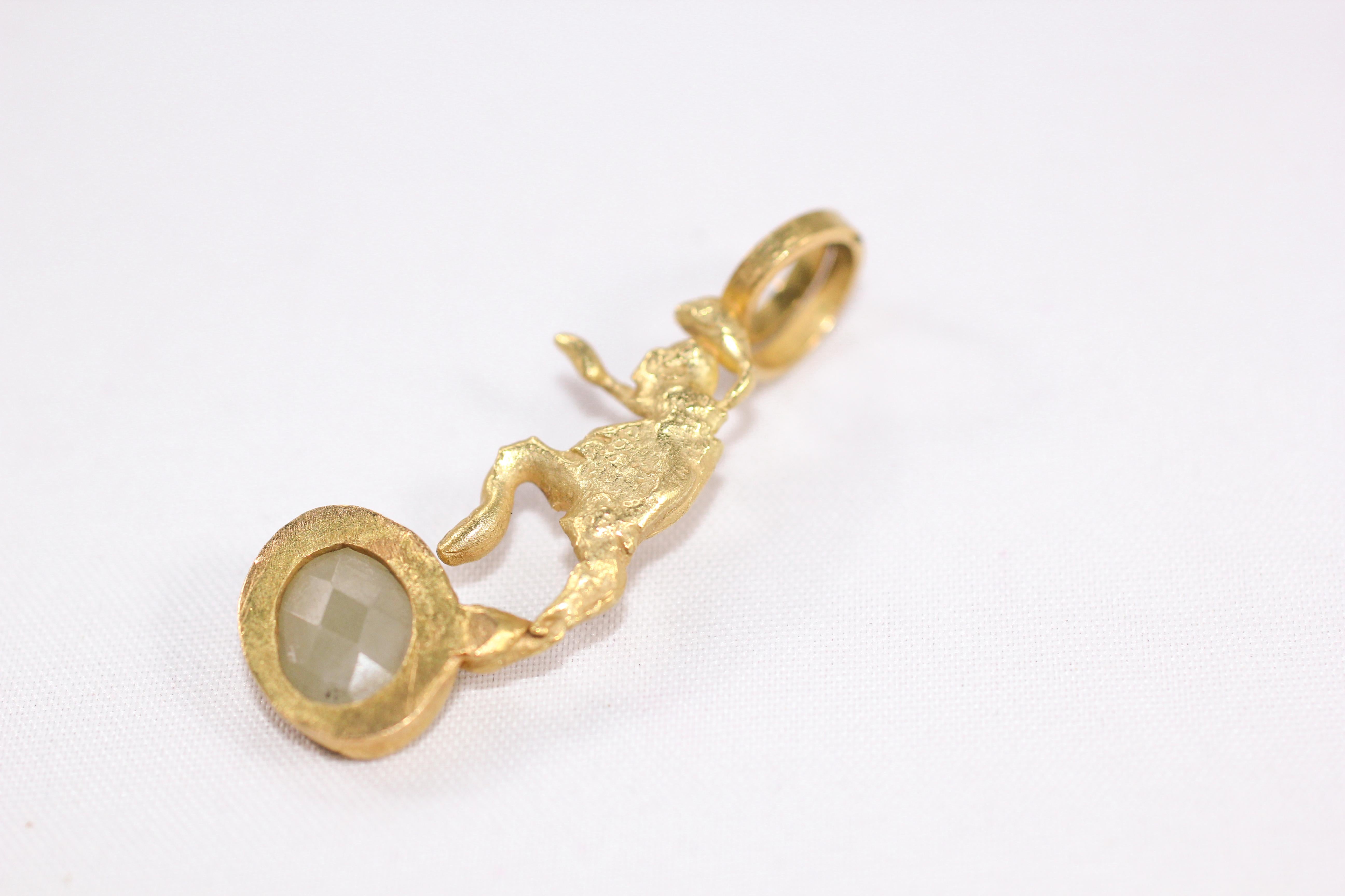 Yellow Sapphire 18 Karat Solid Gold Minimalist Pendant Modern Necklace Enhancer For Sale 4