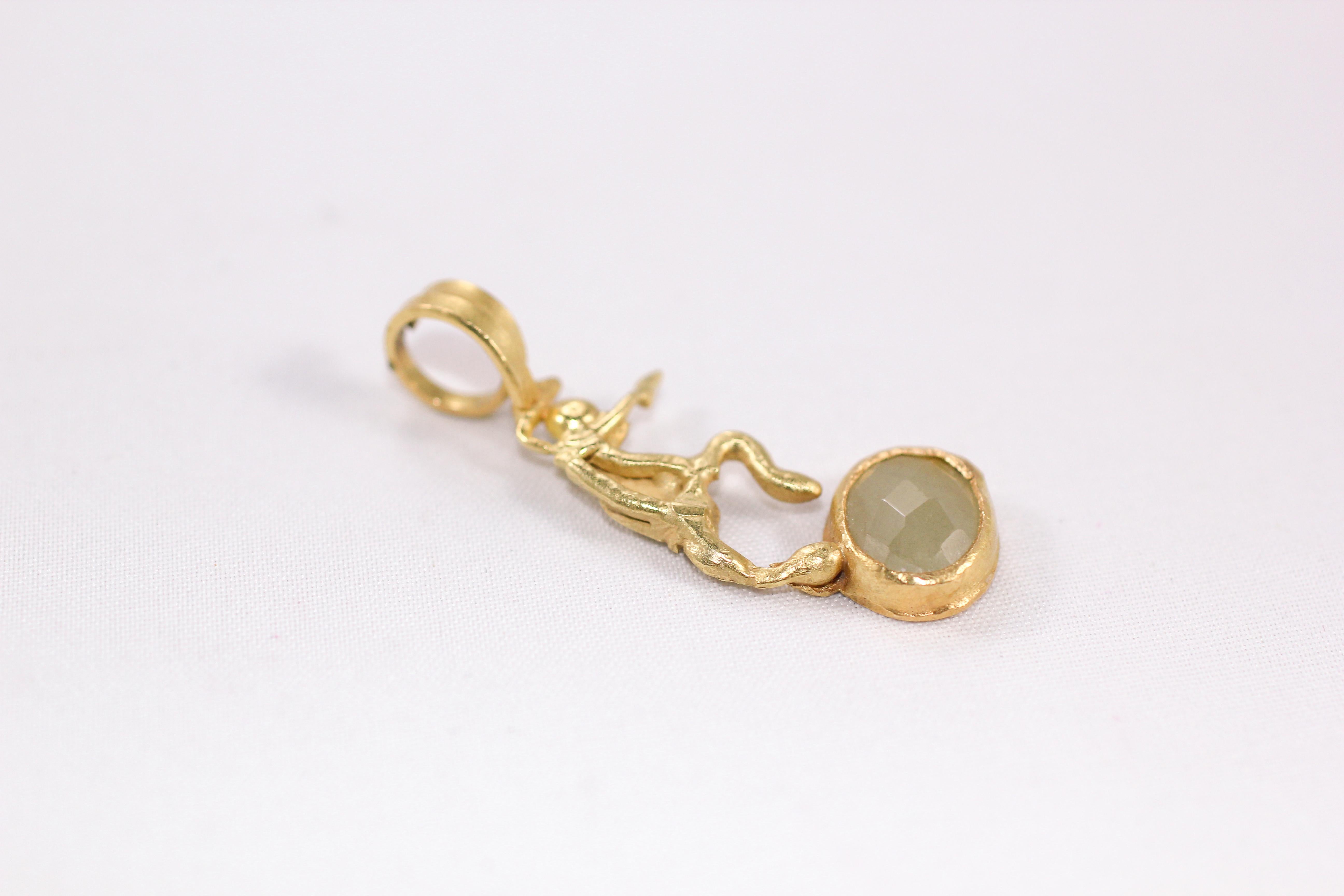 Yellow Sapphire 18 Karat Solid Gold Minimalist Pendant Modern Necklace Enhancer For Sale 5