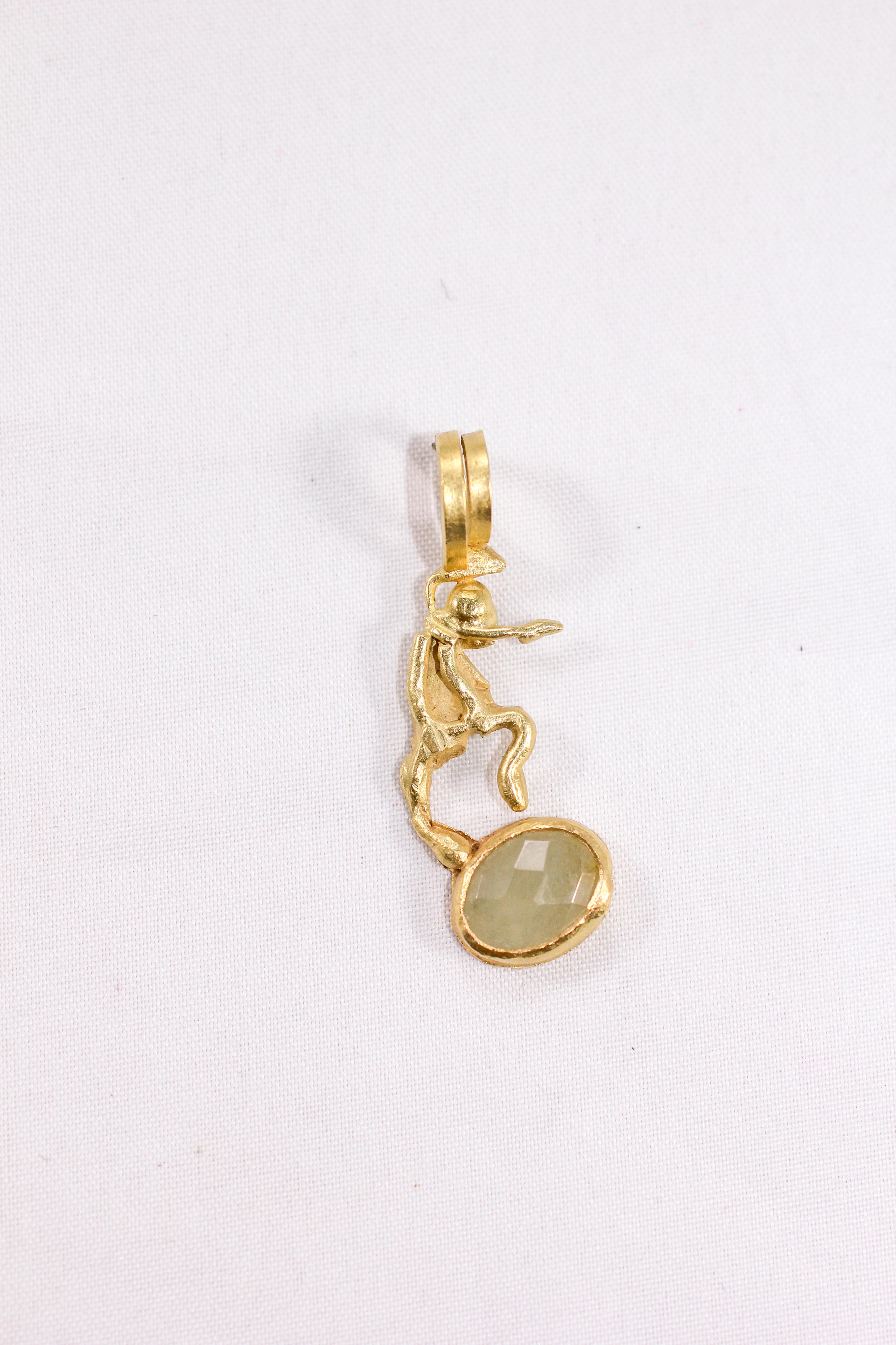 Contemporary Yellow Sapphire 18 Karat Solid Gold Minimalist Pendant Modern Necklace Enhancer For Sale