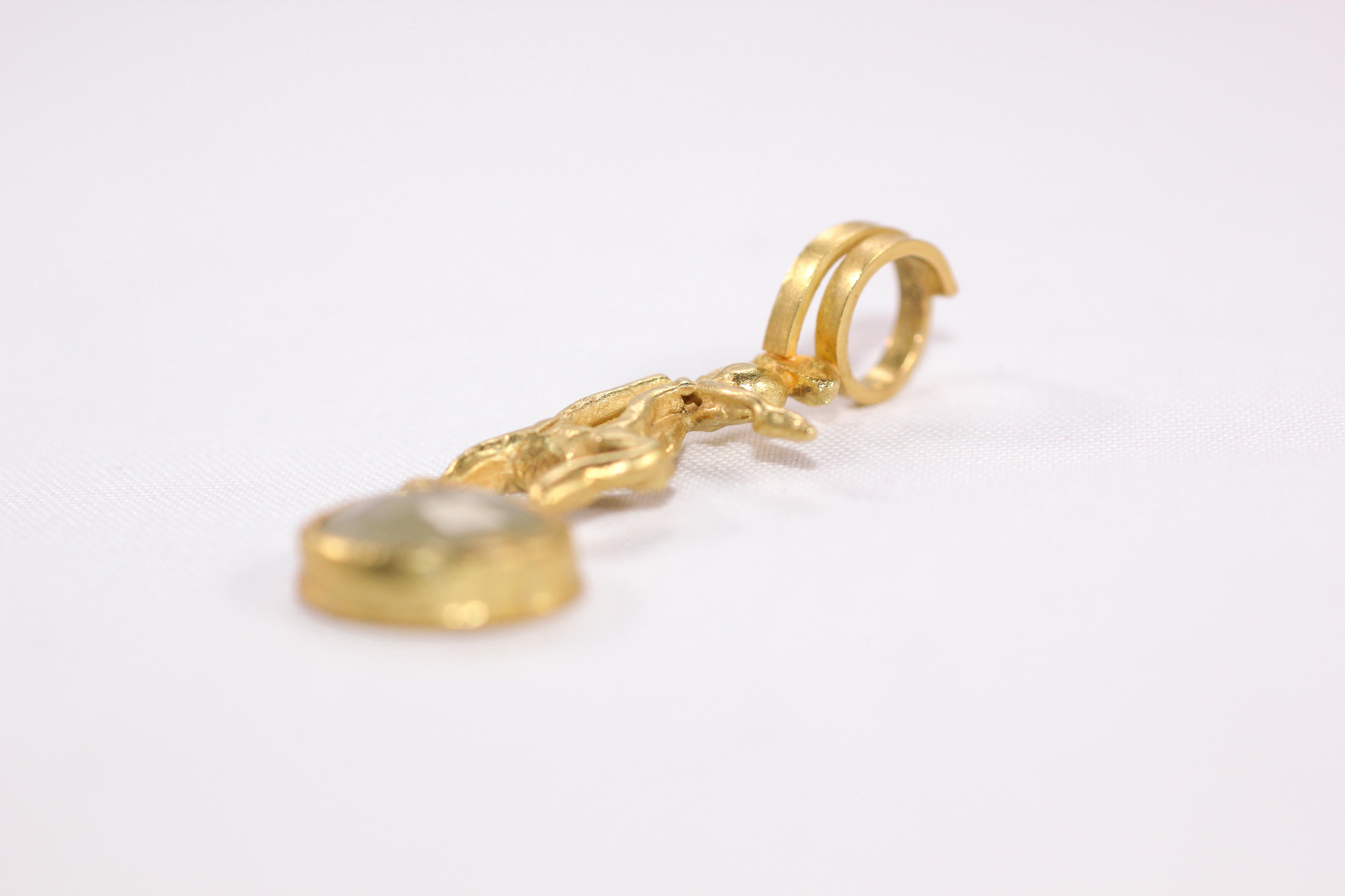 Oval Cut Yellow Sapphire 18 Karat Solid Gold Minimalist Pendant Modern Necklace Enhancer For Sale