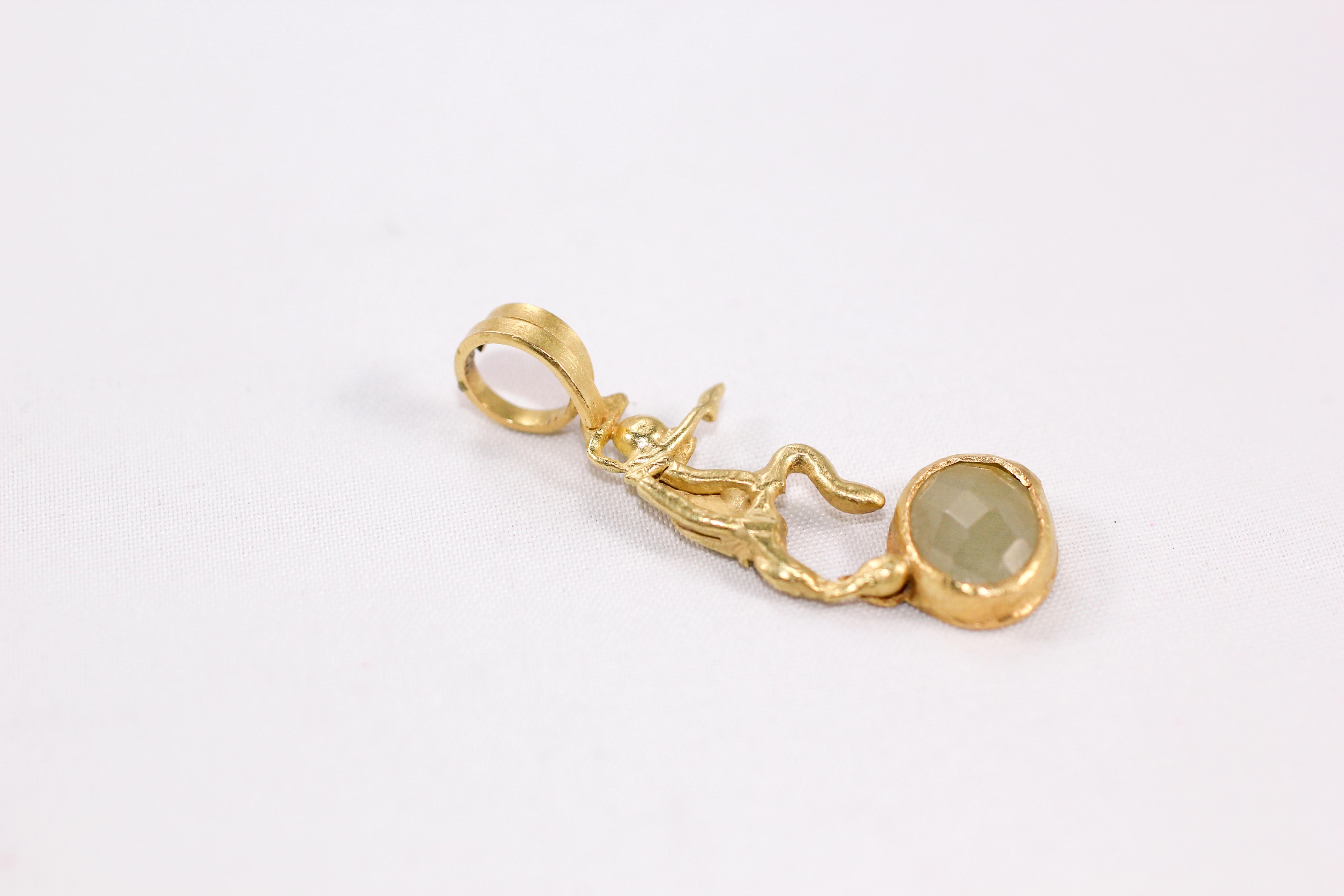 Yellow Sapphire 18 Karat Solid Gold Minimalist Pendant Modern Necklace Enhancer For Sale 1