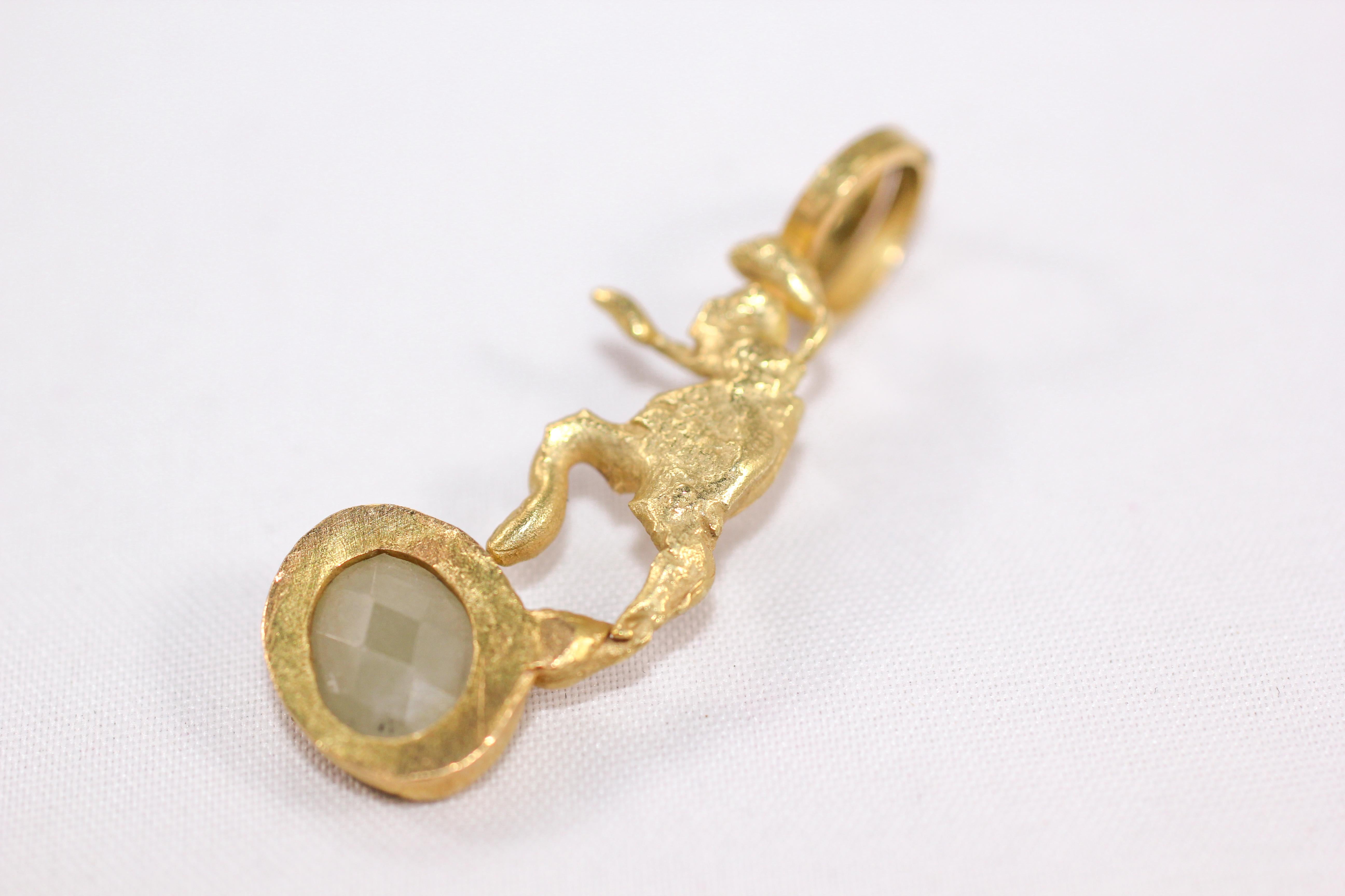 Yellow Sapphire 18 Karat Solid Gold Minimalist Pendant Modern Necklace Enhancer For Sale 2