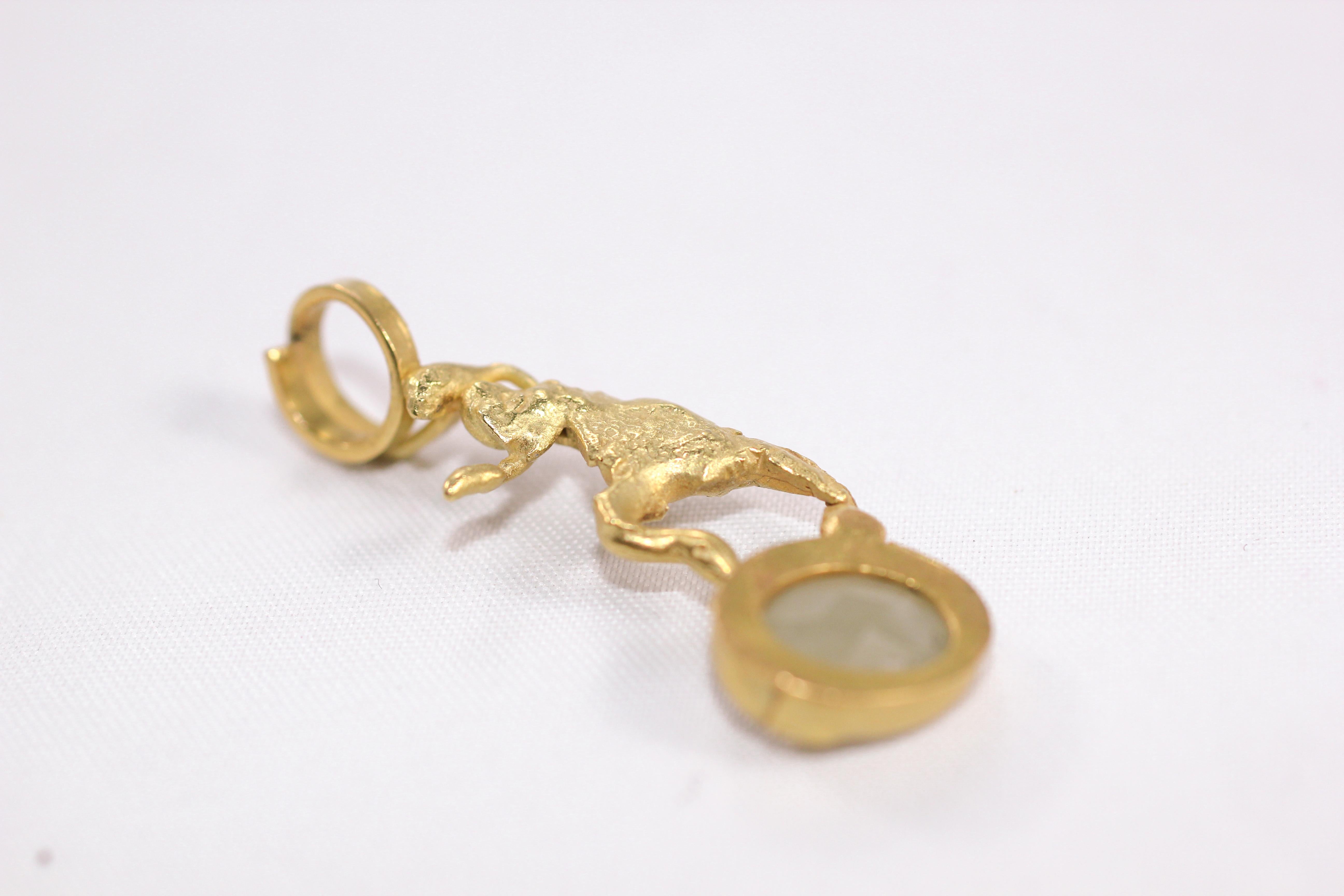 Yellow Sapphire 18 Karat Solid Gold Minimalist Pendant Modern Necklace Enhancer For Sale 3