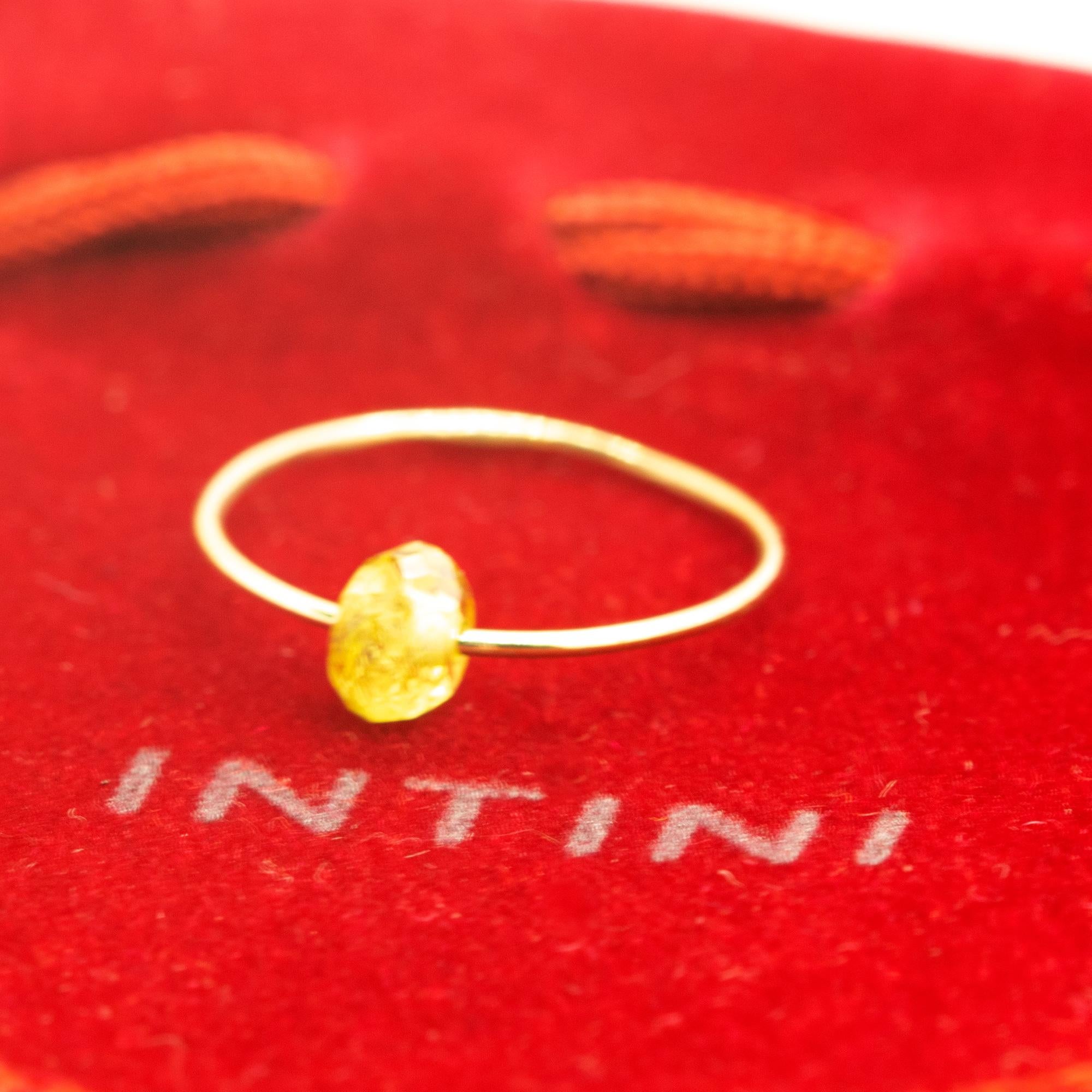 Round Cut Yellow Sapphire 18 Karat Yellow Gold Planet Boho Chic Band Ring INTINI Jewels For Sale