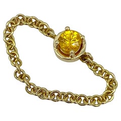 Petronilla, bague italienne en or jaune 18 carats avec chaîne et saphir jaune