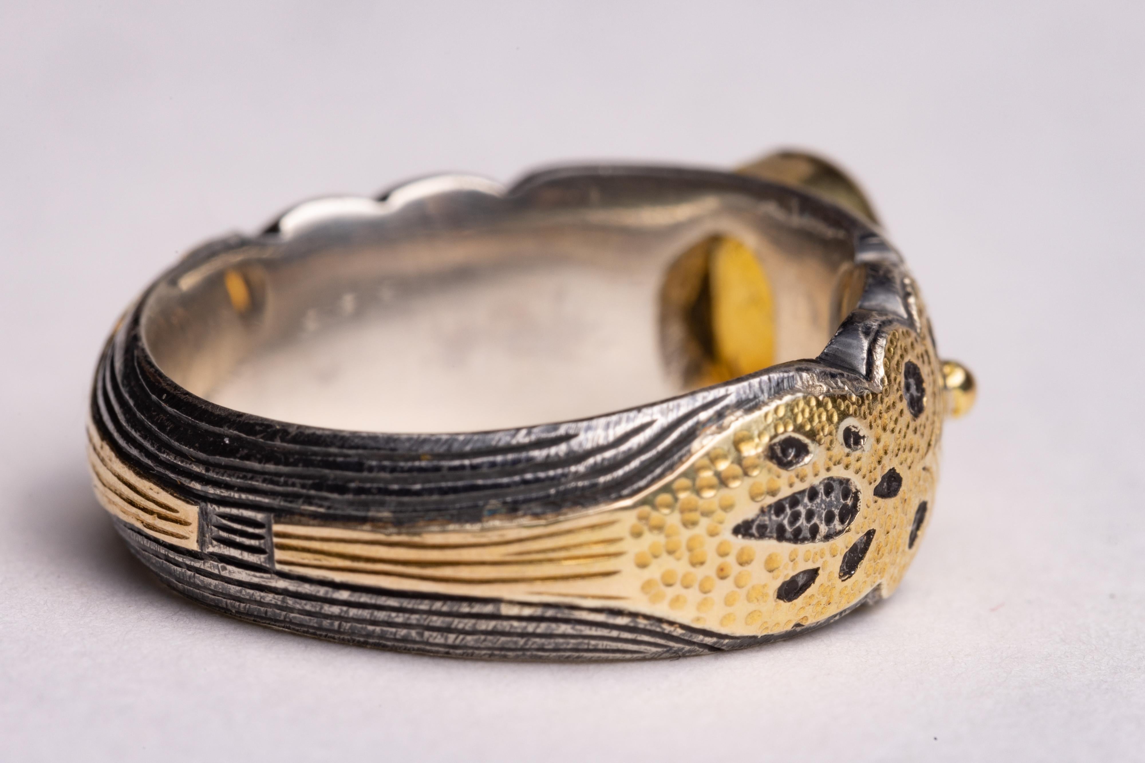 Ring aus Gelbem Saphir, 18 Karat Gold und Sterlingsilber im Zustand „Hervorragend“ im Angebot in Nantucket, MA