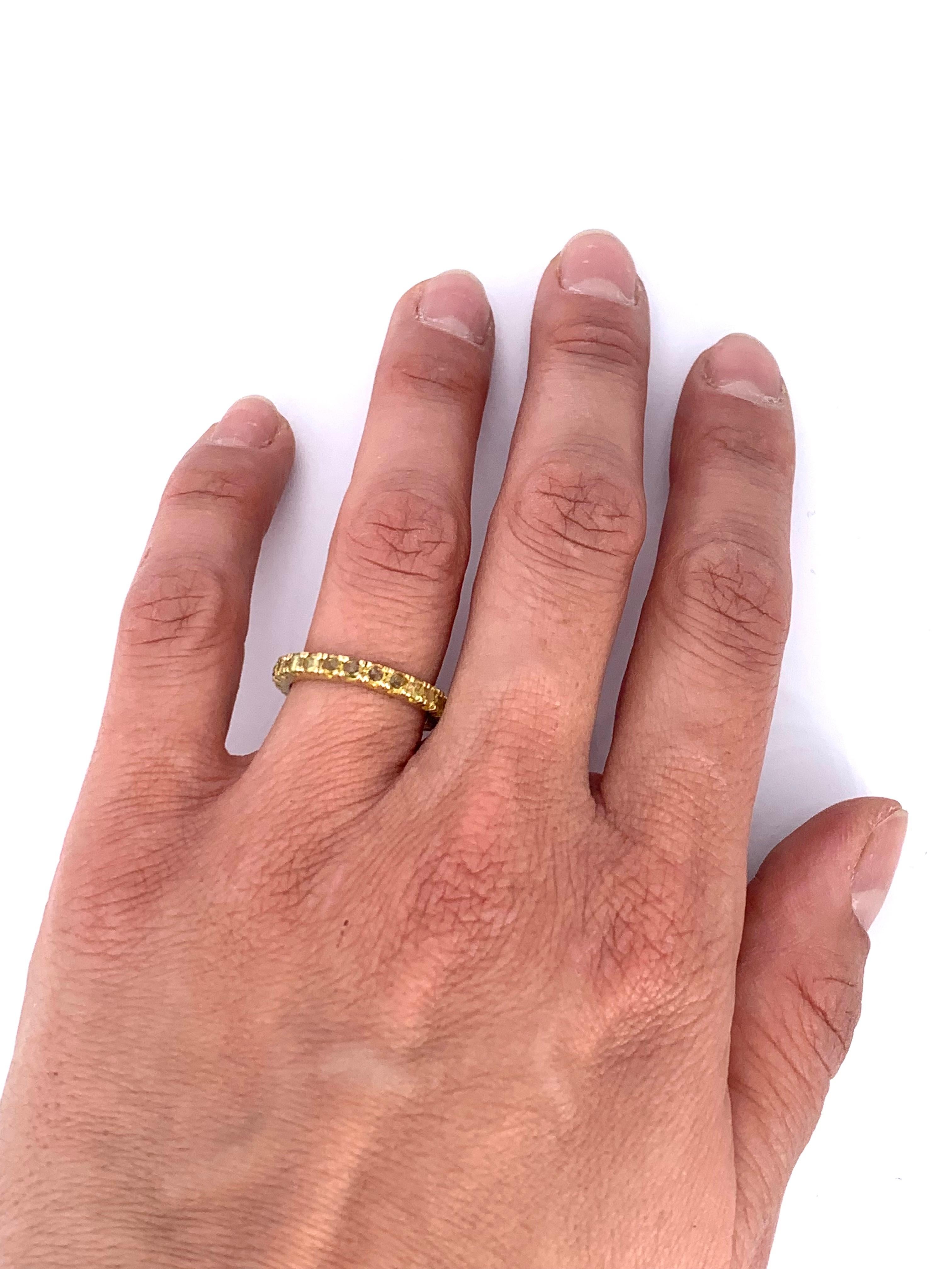 Yellow Sapphire 2.04 Carat in 18Kt Yellow Gold Eternity Unisex Ring In New Condition In Florence, IT