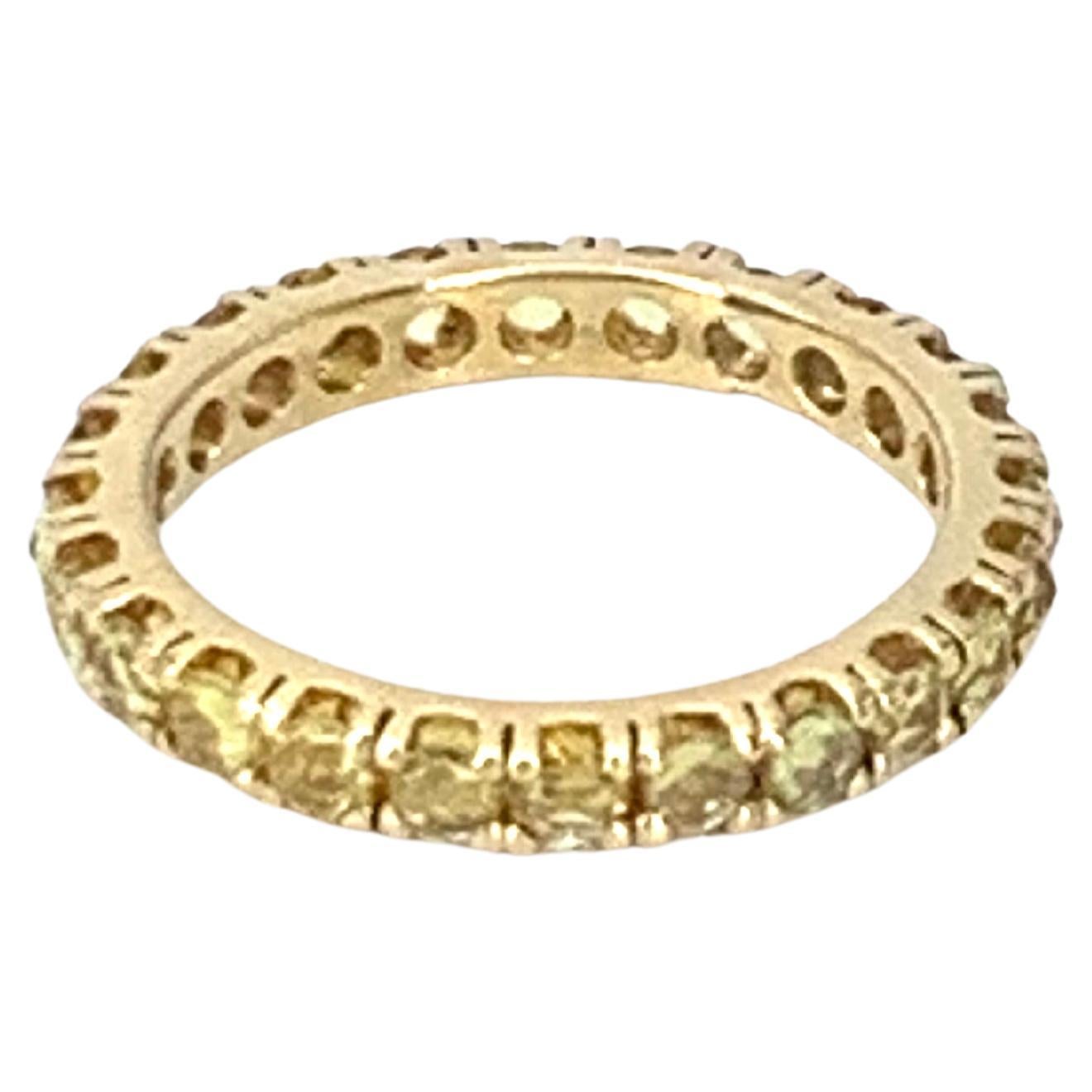 Yellow Sapphire 2.04 Carat in 18Kt Yellow Gold Eternity Unisex Ring