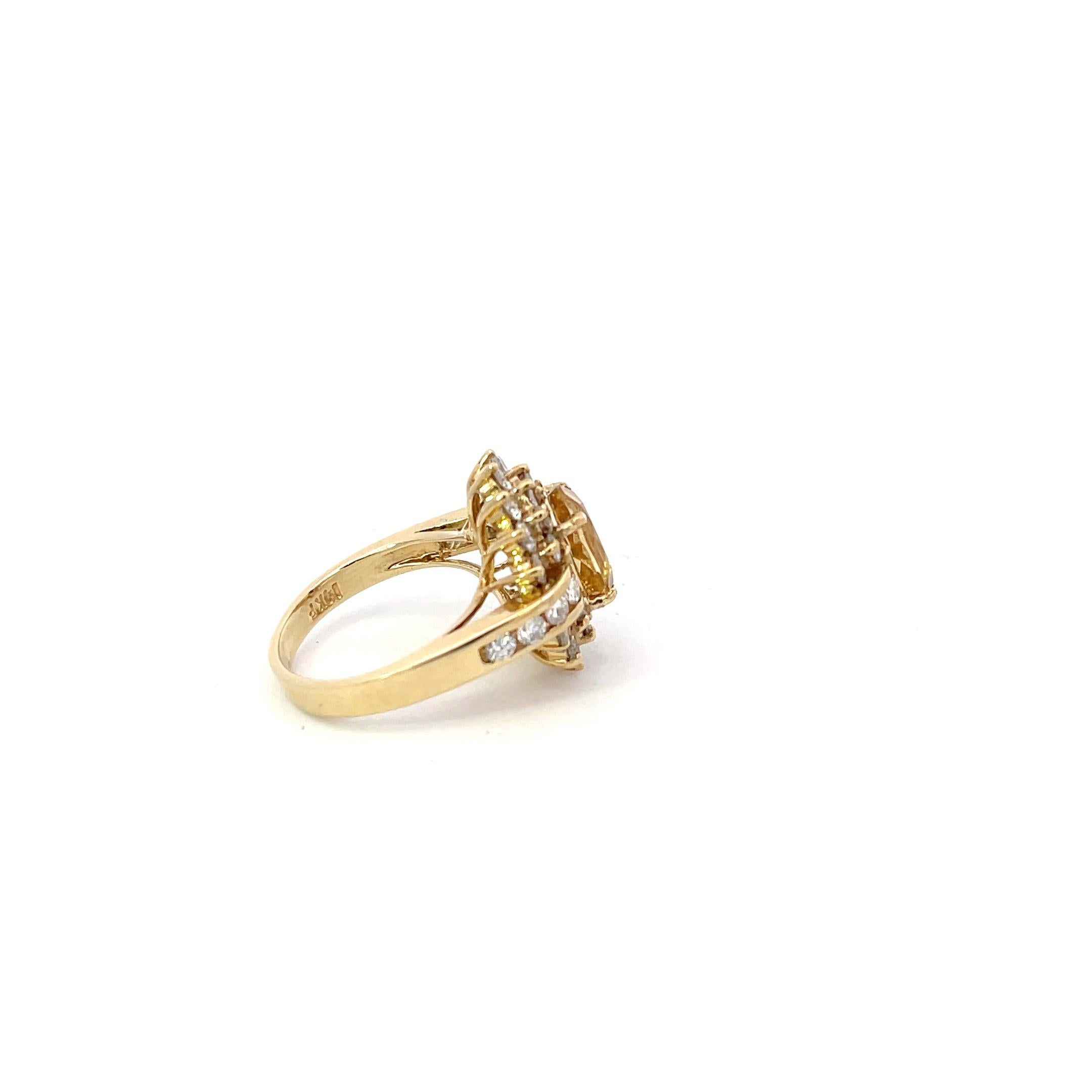 Oval Cut Yellow Sapphire 2.50ct & Diamond Ring 14K Yellow Gold