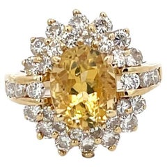 Yellow Sapphire 2.50ct & Diamond Ring 14K Yellow Gold