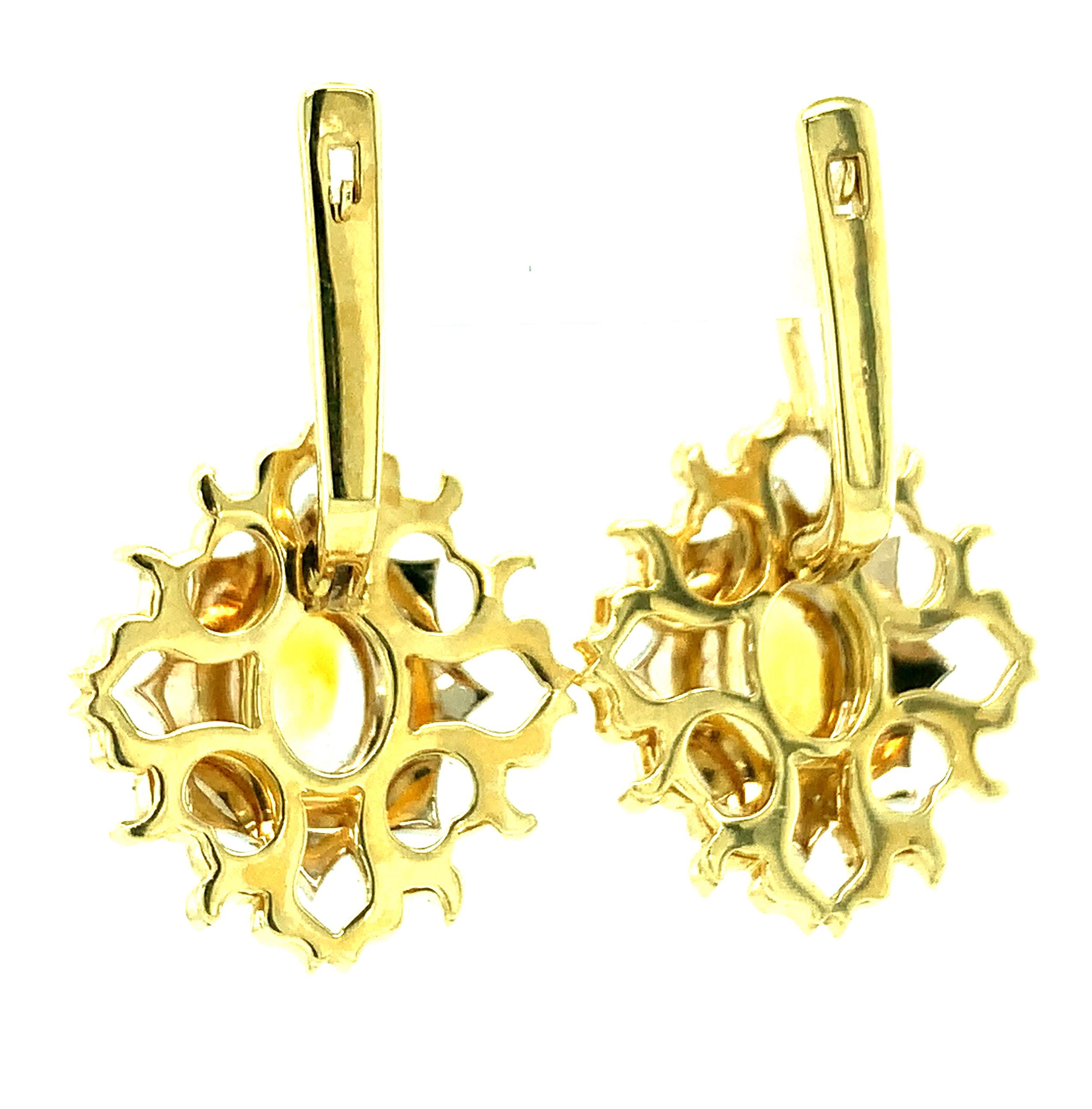 Women's Yellow Sapphire Drop Earrings in White and Yellow Gold