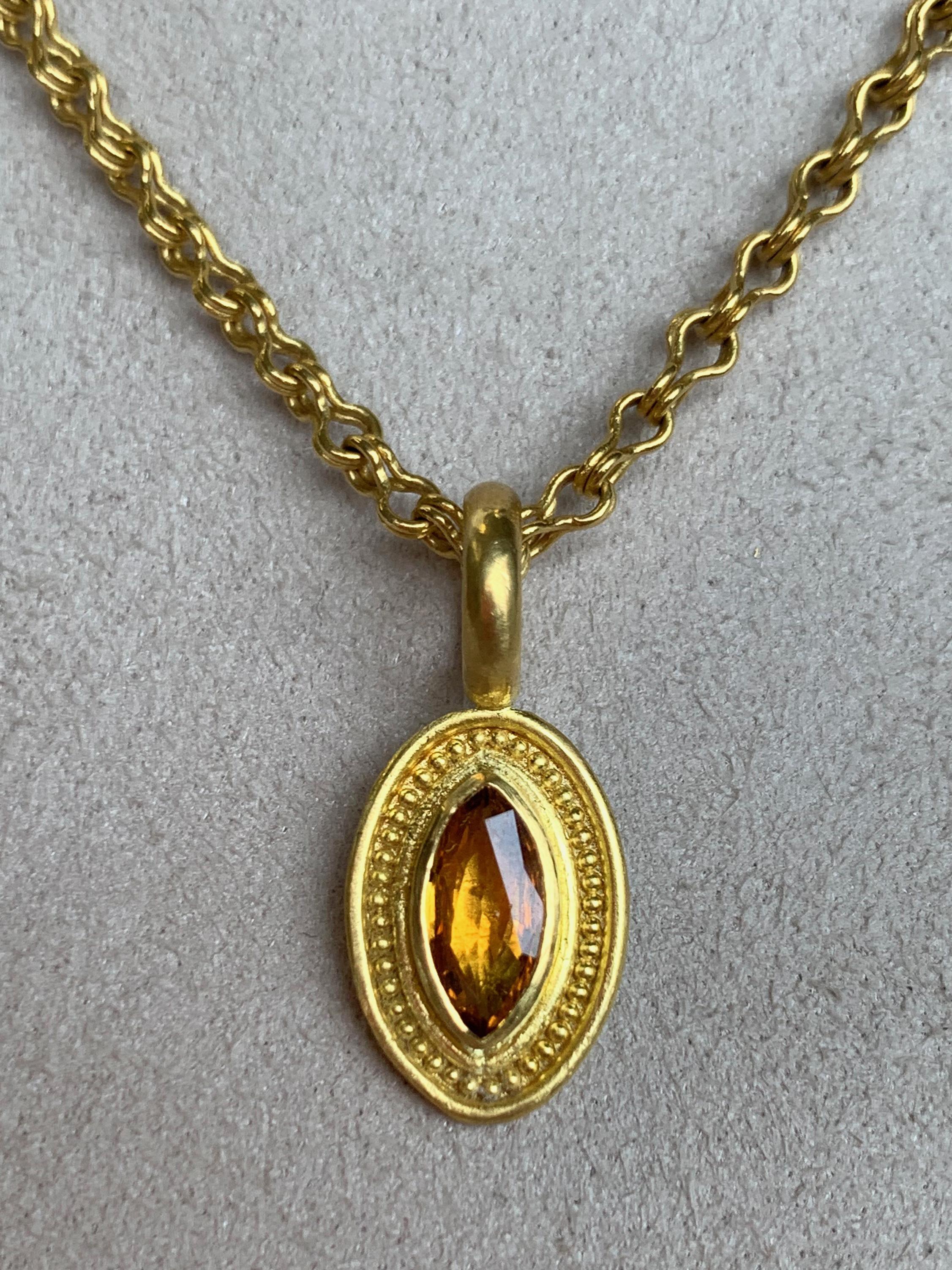 Artisan Yellow Sapphire 22 Karat Gold Pendant