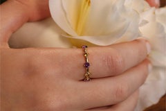 Yellow Sapphire and Amethyst Multi Stone Stackable 18K Yellow Gold Ring