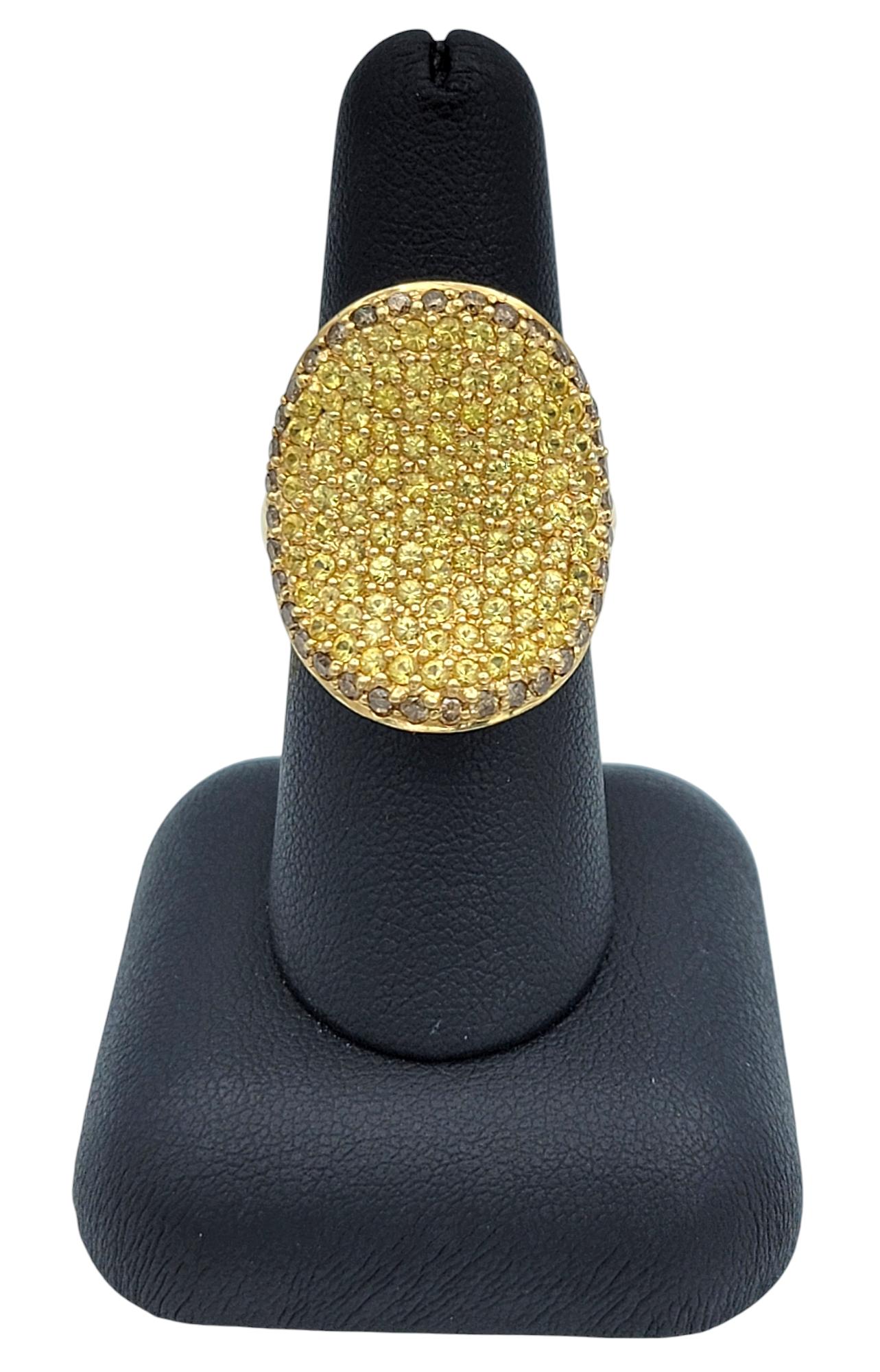 Bague cocktail concave en or jaune 18 carats, saphir jaune et diamant Brown en vente 4
