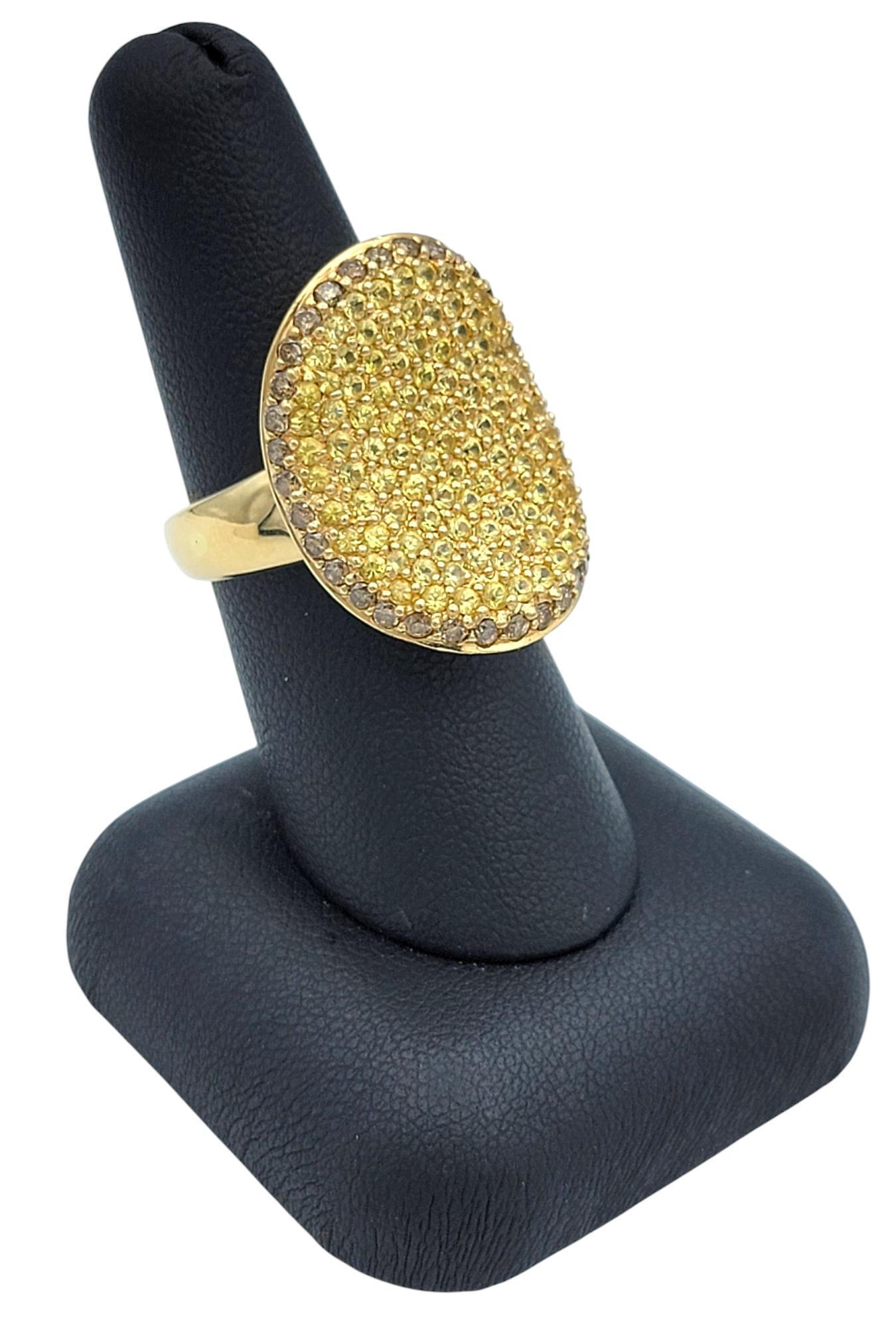 Bague cocktail concave en or jaune 18 carats, saphir jaune et diamant Brown en vente 5