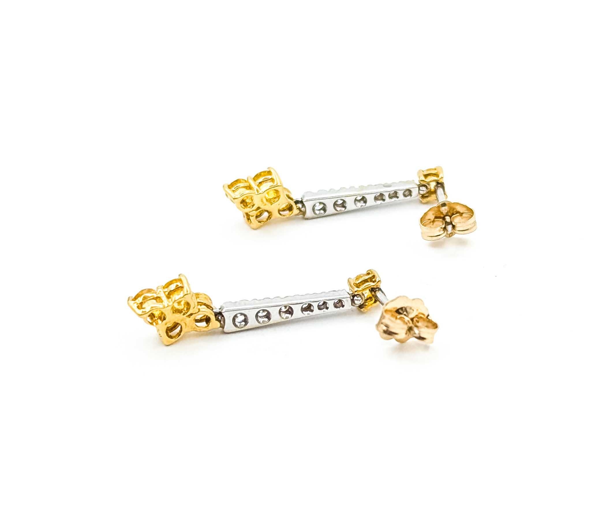 De las mujeres Pendientes Colgantes Zafiro Amarillo y Diamante Oro 14kt en venta
