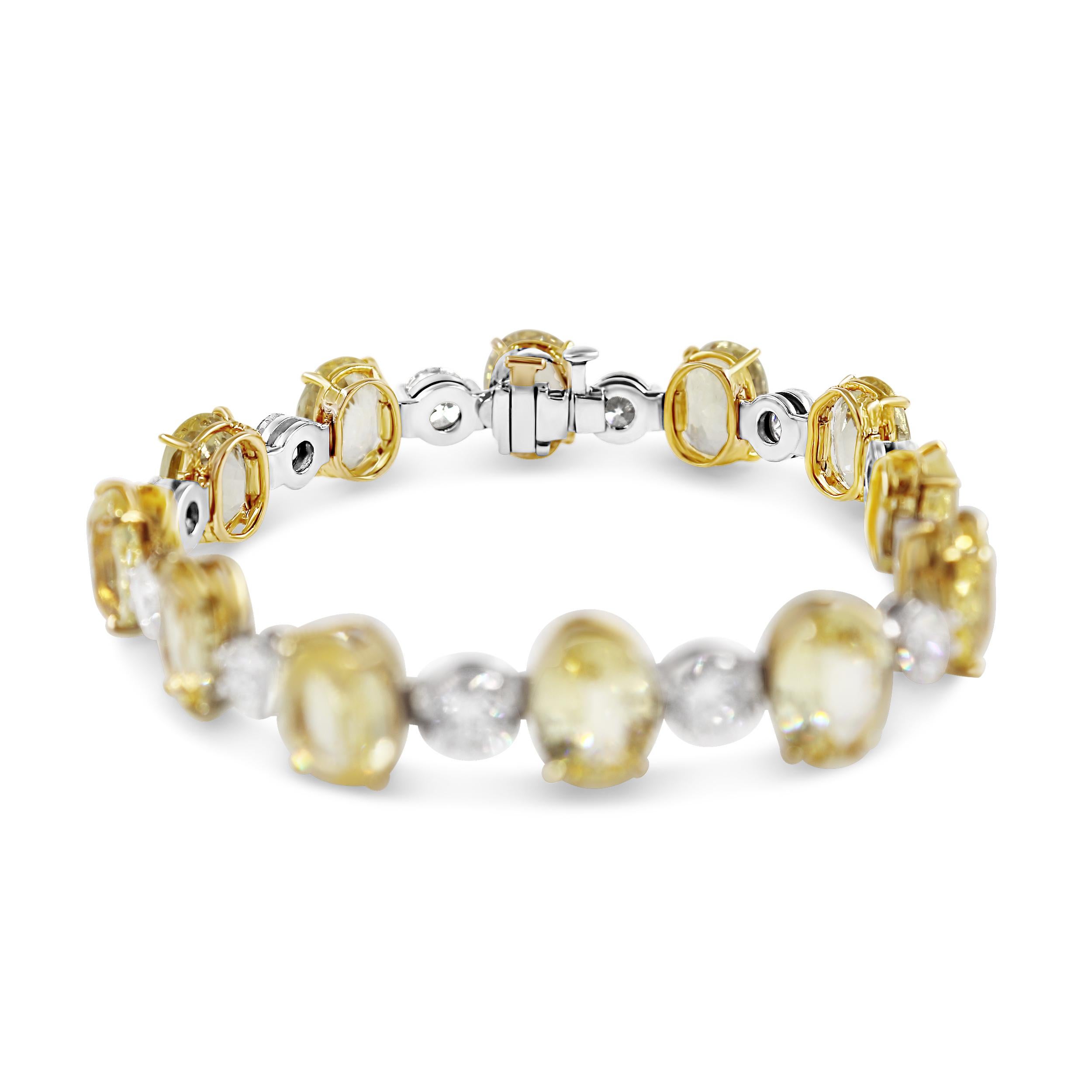 Oval Cut Yellow Sapphire and Diamond Bracelet For Sale
