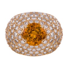 Yellow Sapphire and Diamond Dome Ring