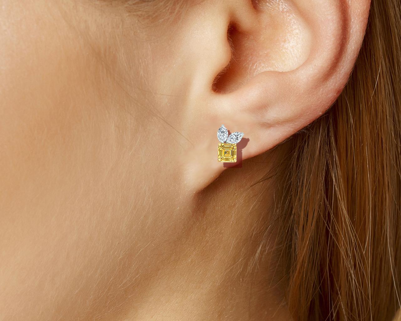 Femenino o masculino Yellow Sapphire and Diamond Earrings en venta
