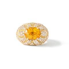Bague en or, saphir jaune et diamants