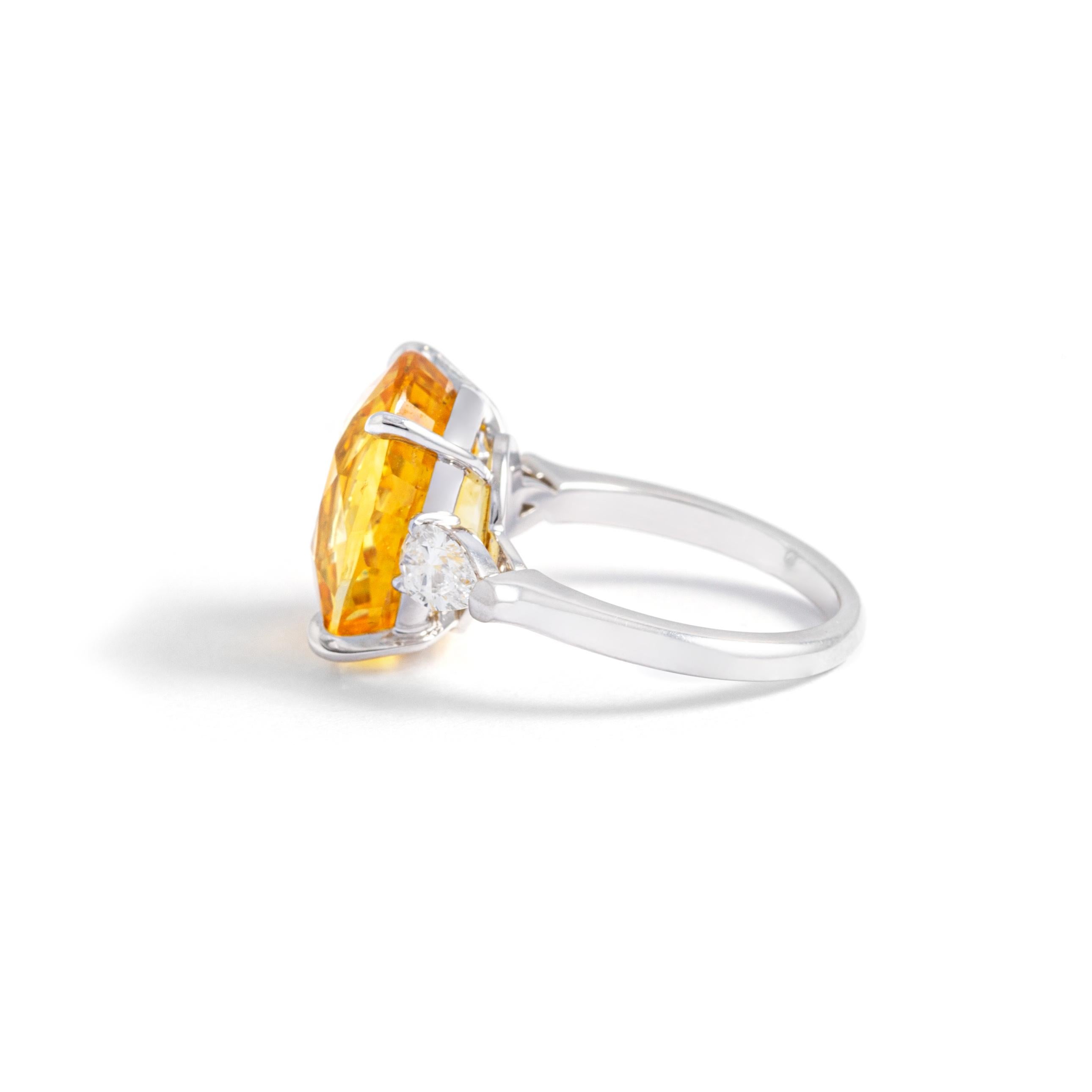 Cushion Cut Yellow Sapphire and Diamond Gold Ring For Sale