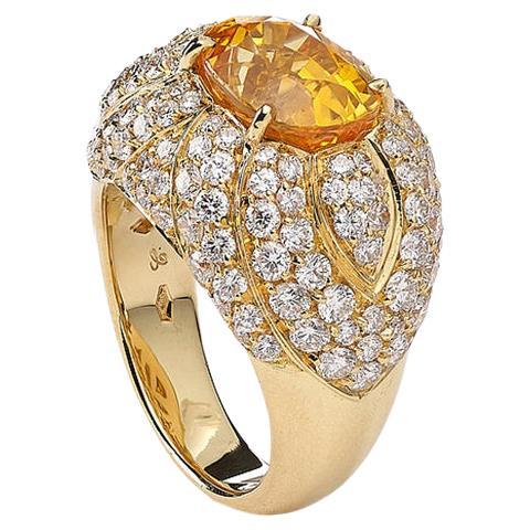 Yellow Sapphire and Diamond Gold Ring
