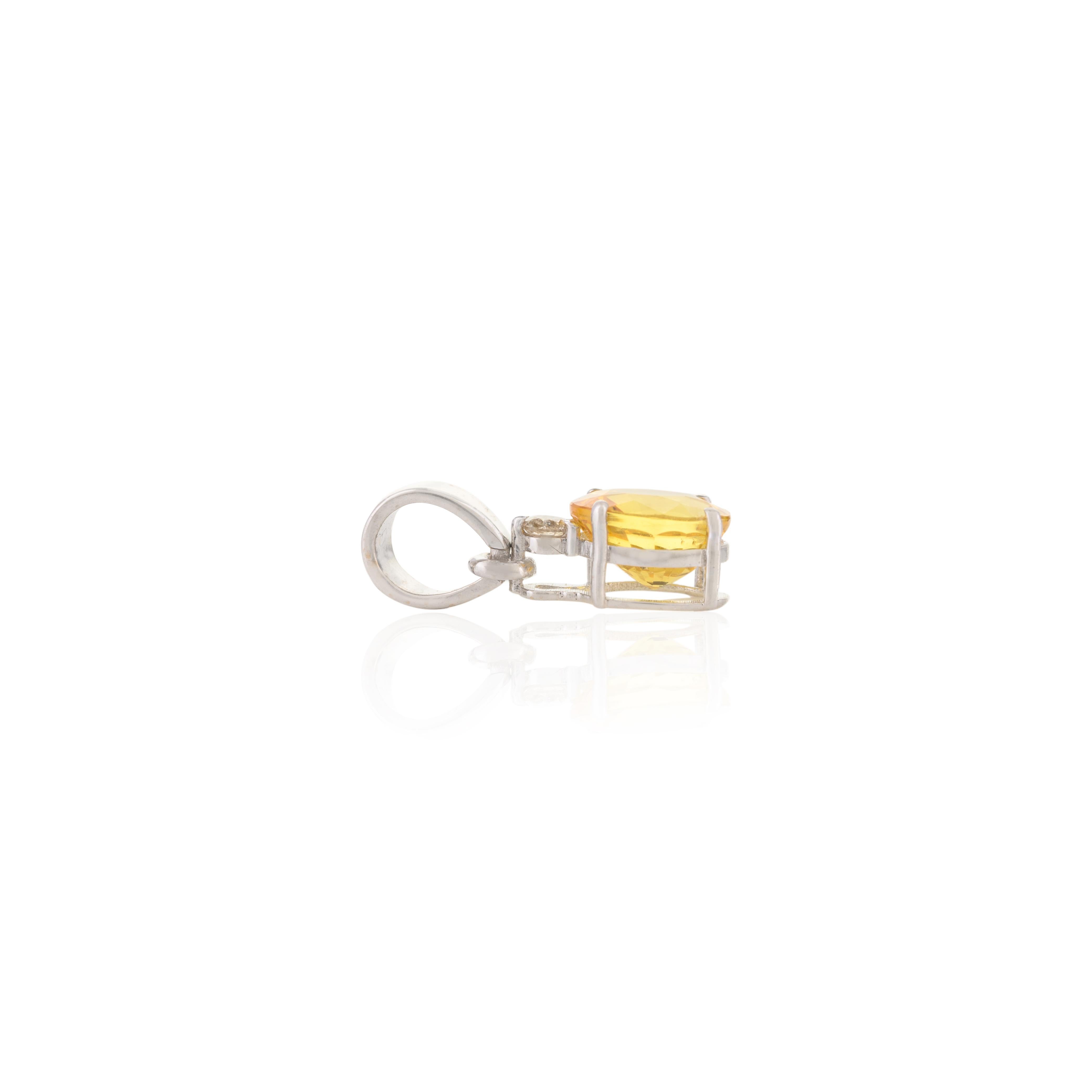 Im Angebot: Anhänger, Ring und Ohrringe mit gelbem Saphir und Diamanten aus 18k Weißgold () 9