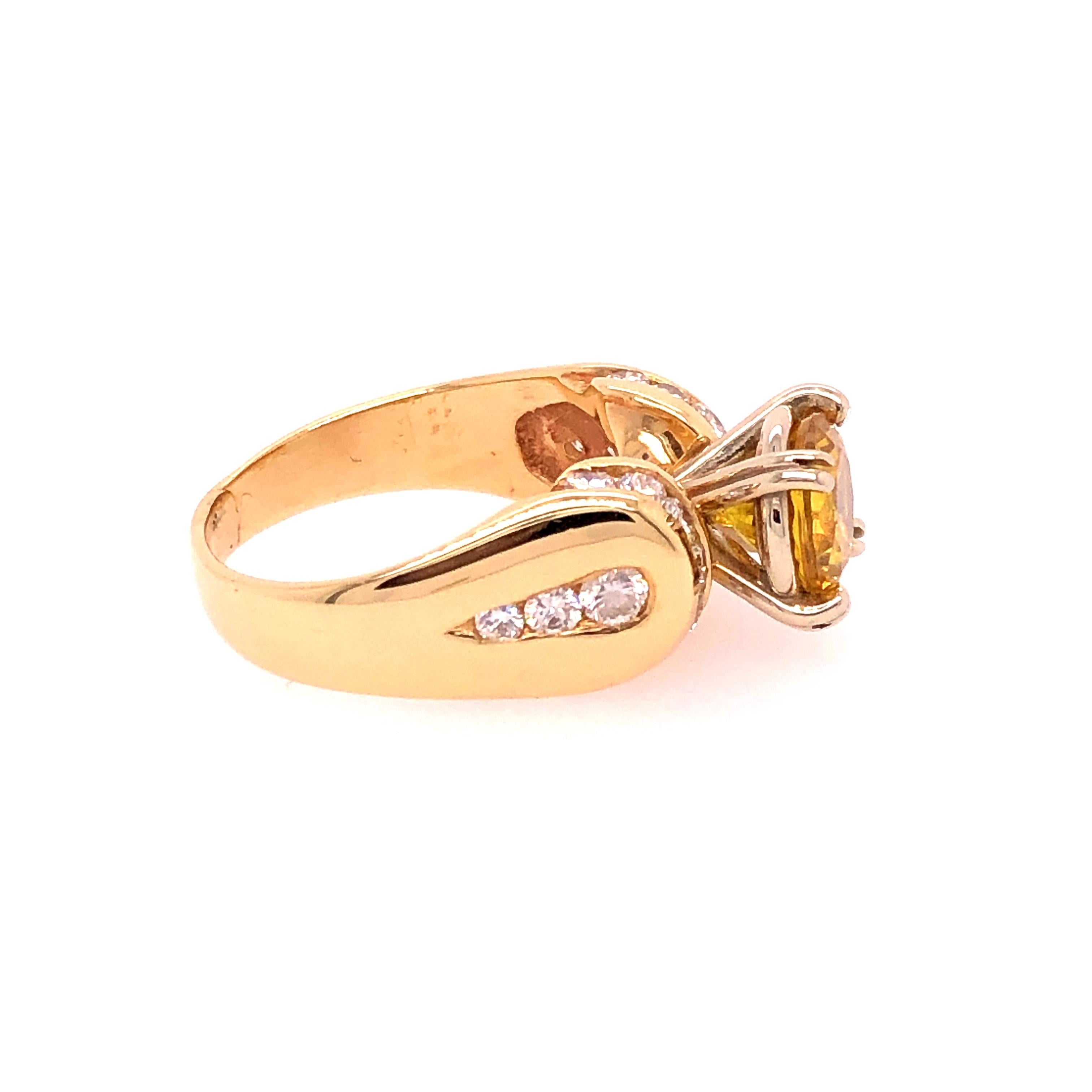 Contemporary Yellow Sapphire and Diamond Ring