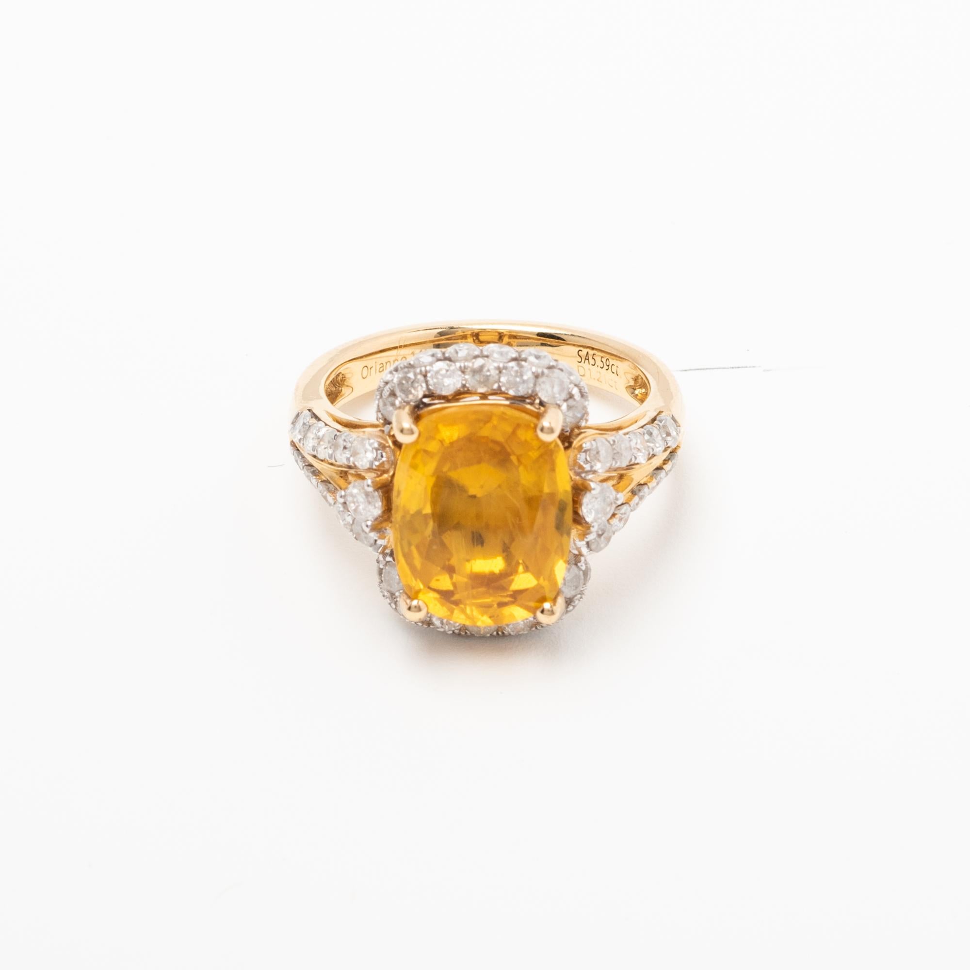 Women's or Men's Yellow Sapphire and Diamond Ring