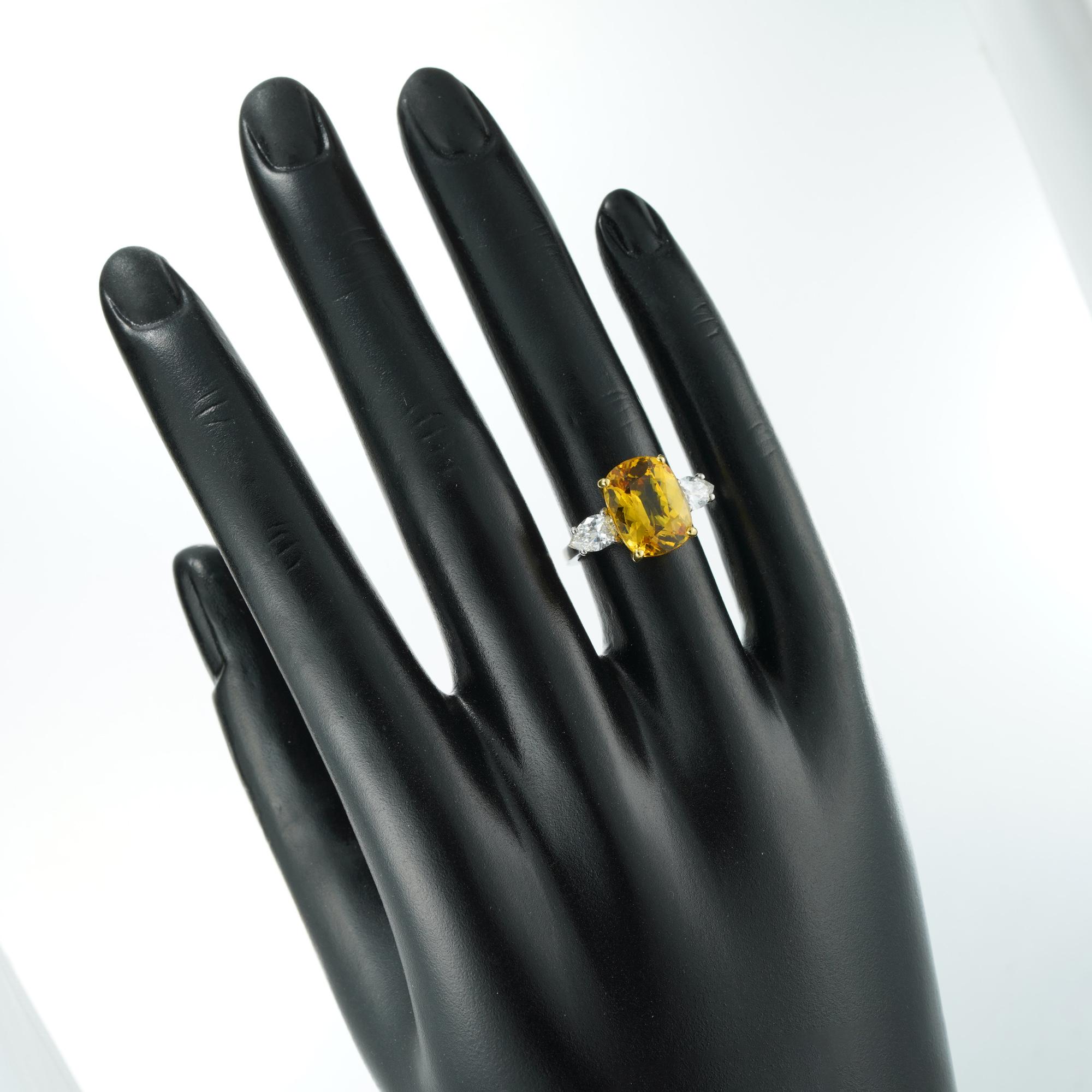 Gelber Saphir und Diamant-Ring für Damen oder Herren