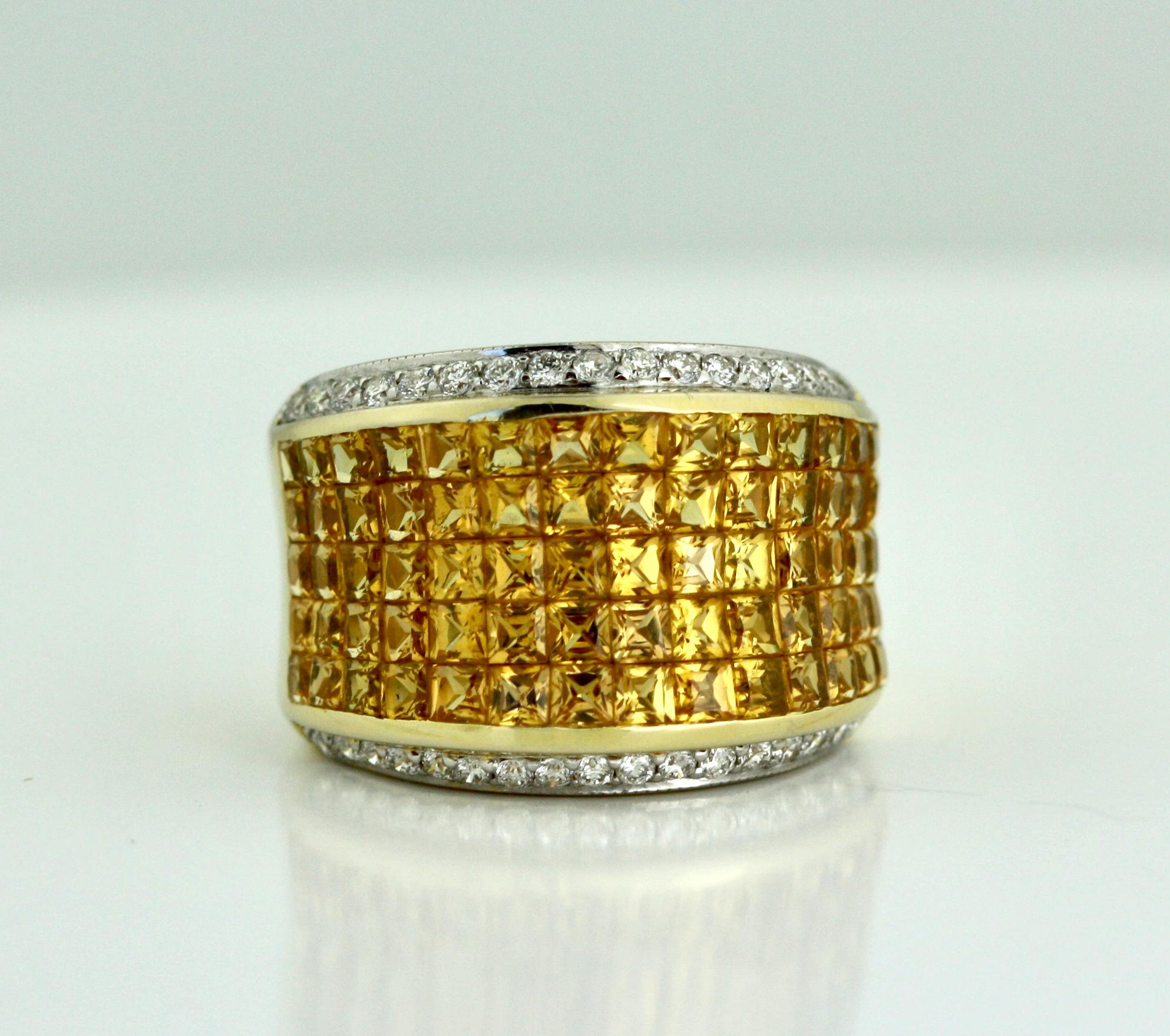 Yellow Sapphire and Diamond Ring 2
