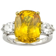 Yellow Sapphire and Diamond Ring