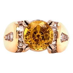 Yellow Sapphire and Diamond Ring