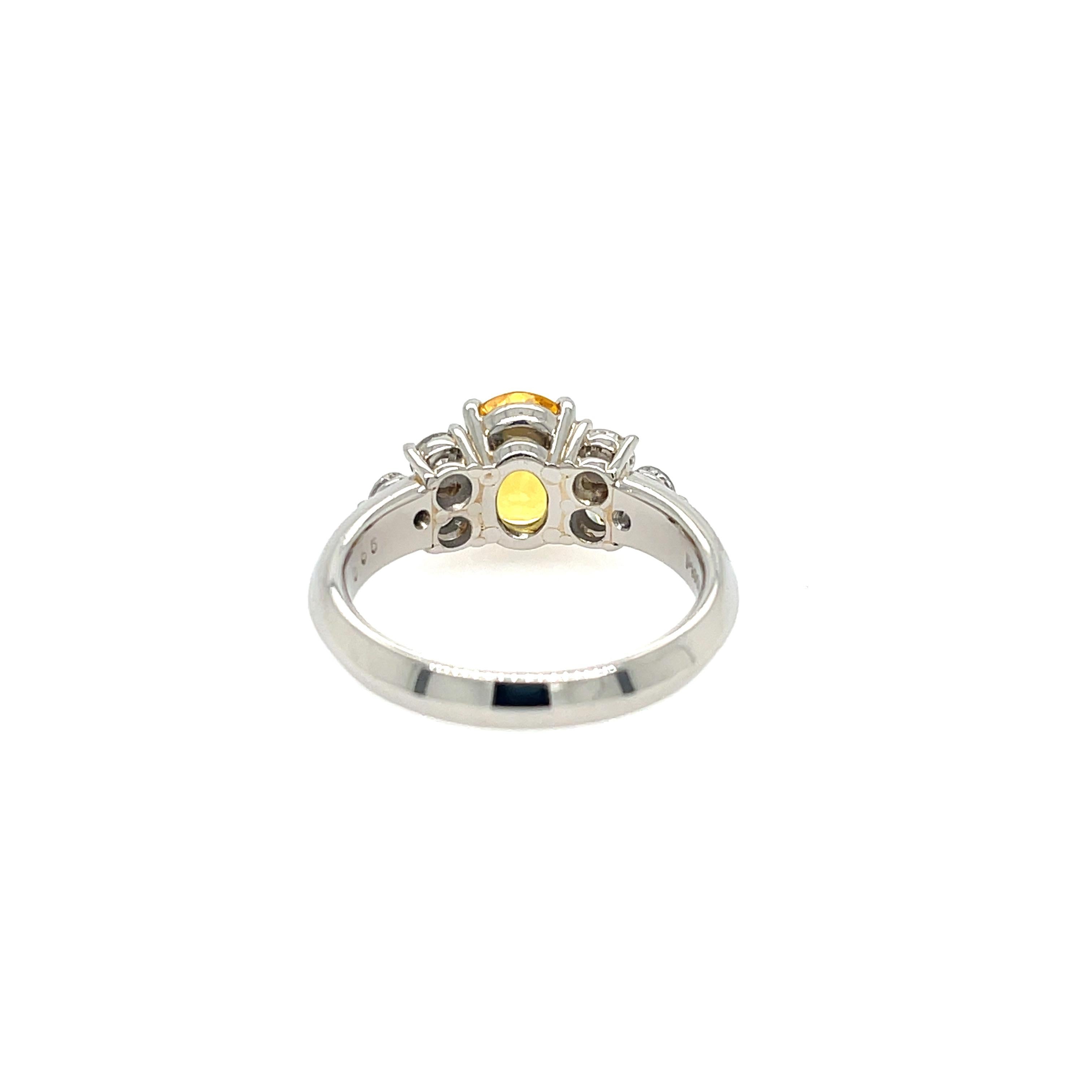 Yellow Sapphire and Diamond Ring Platinum In Excellent Condition For Sale In Dallas, TX