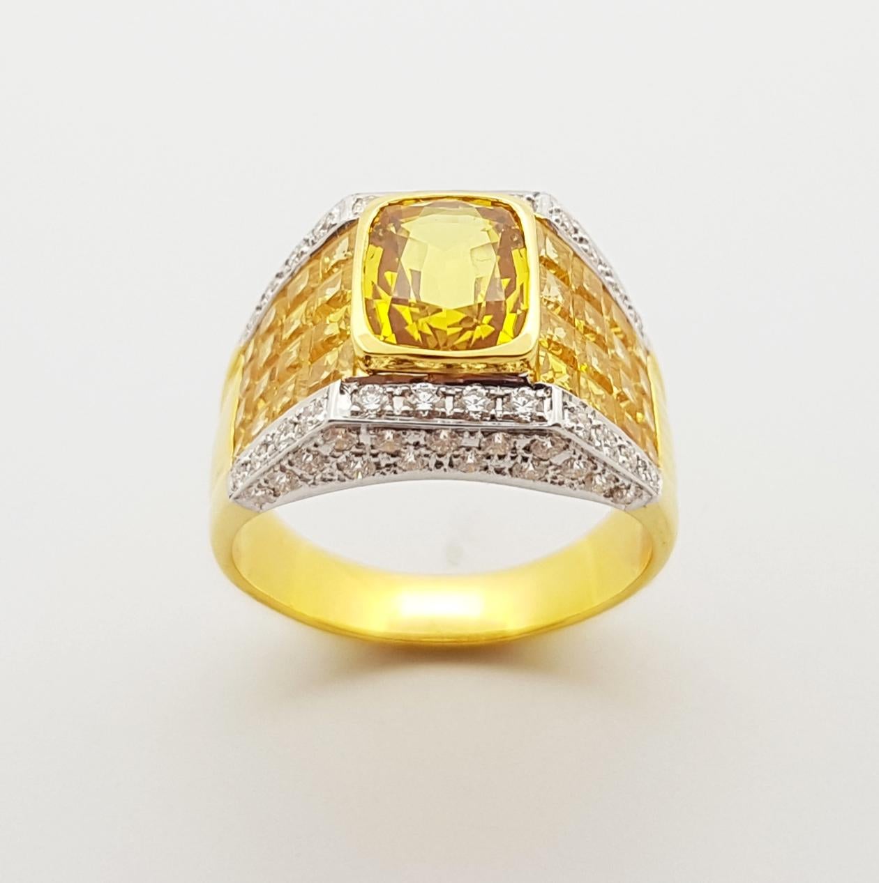 Gelber Saphir und Diamant-Ring in 18 Karat Goldfassung 4