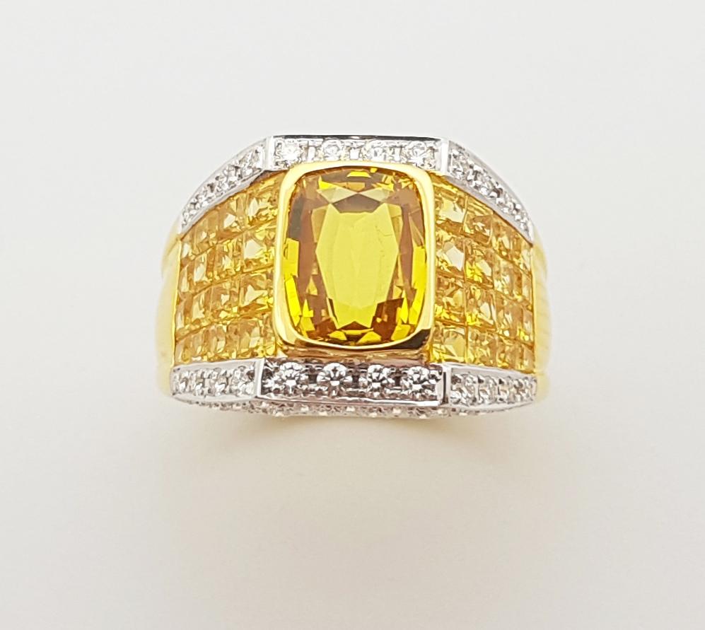 Gelber Saphir und Diamant-Ring in 18 Karat Goldfassung 5