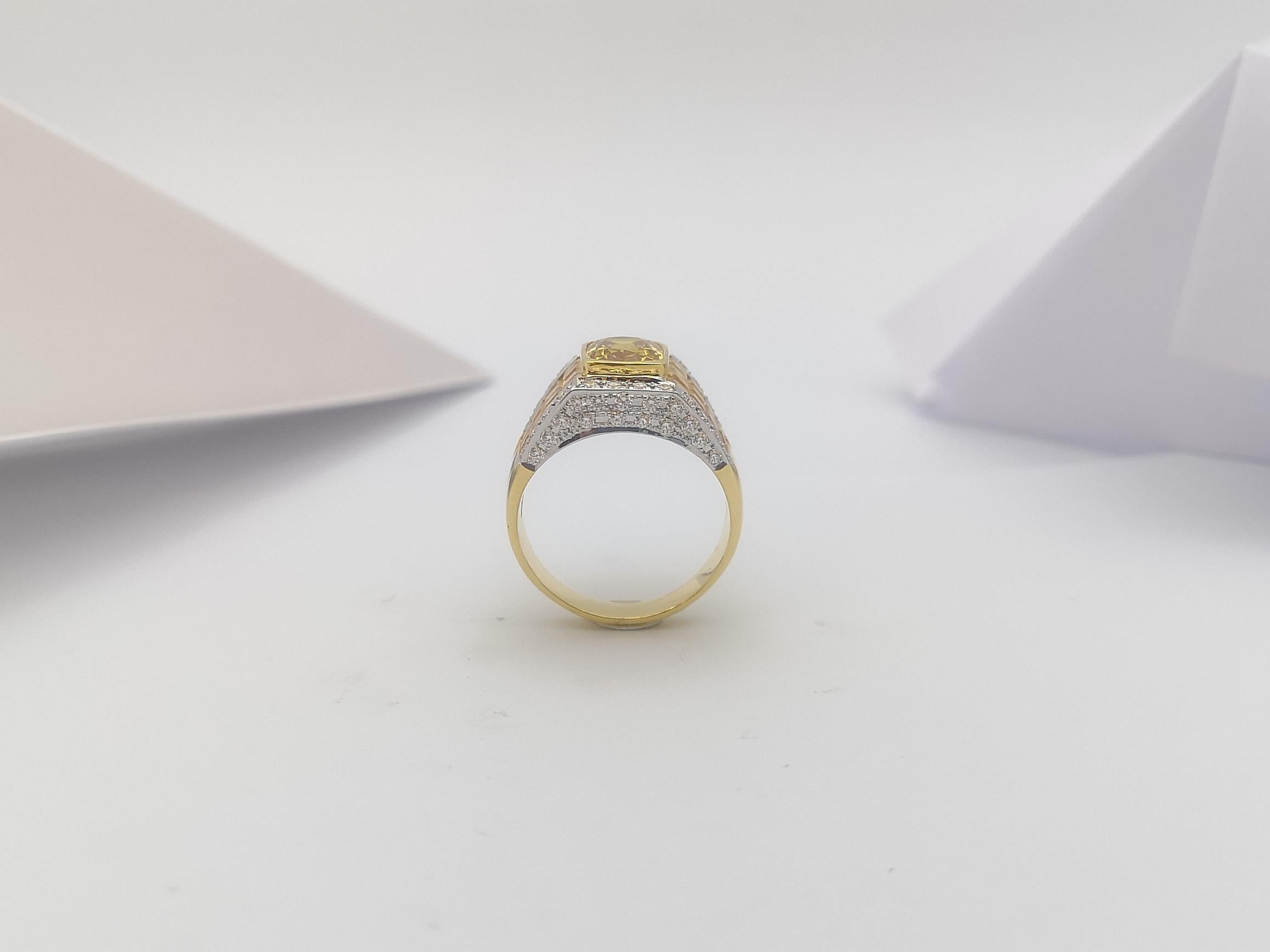 Gelber Saphir und Diamant-Ring in 18 Karat Goldfassung 7