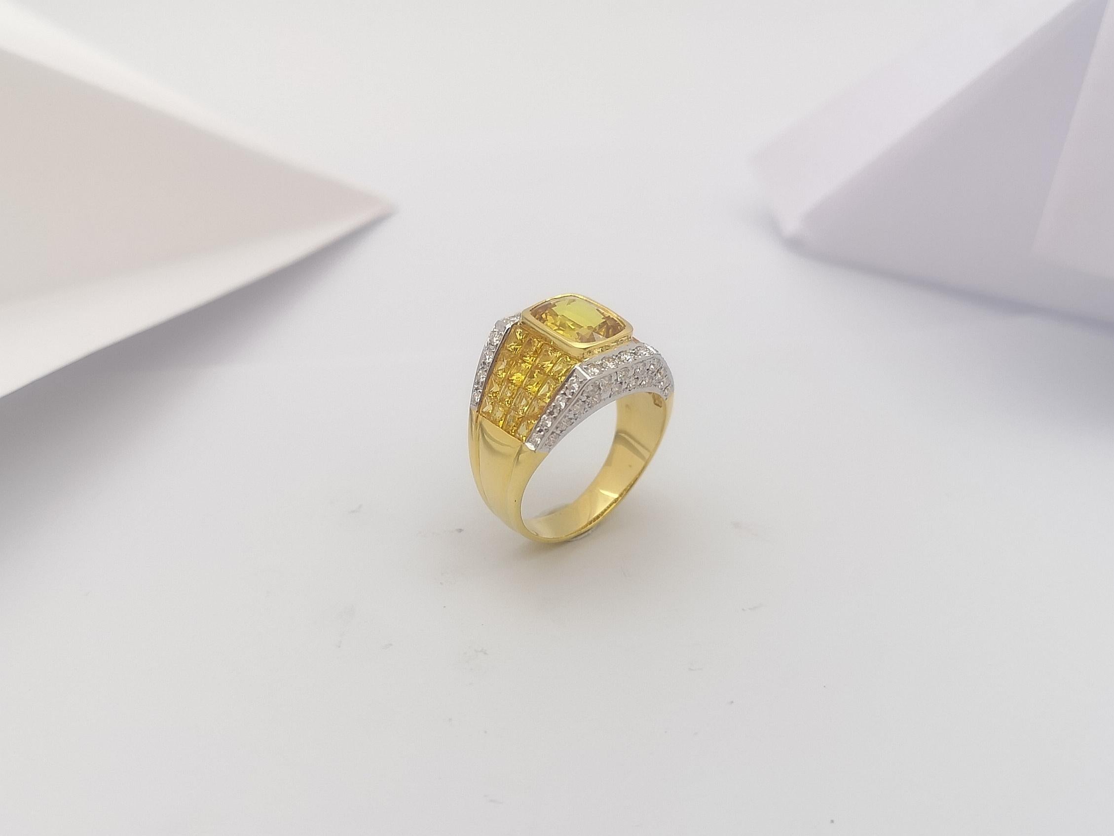 Gelber Saphir und Diamant-Ring in 18 Karat Goldfassung 8