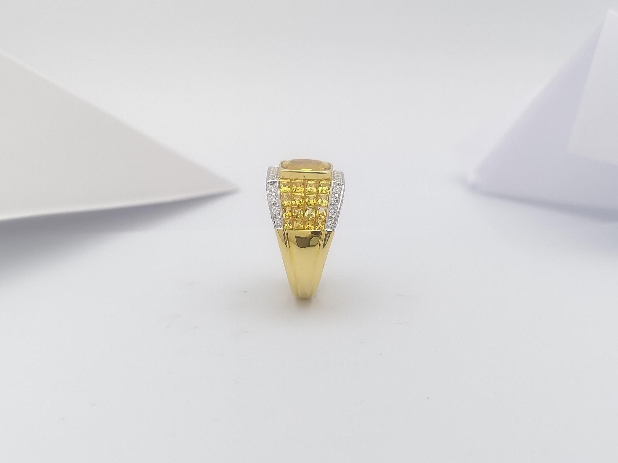 Gelber Saphir und Diamant-Ring in 18 Karat Goldfassung 9