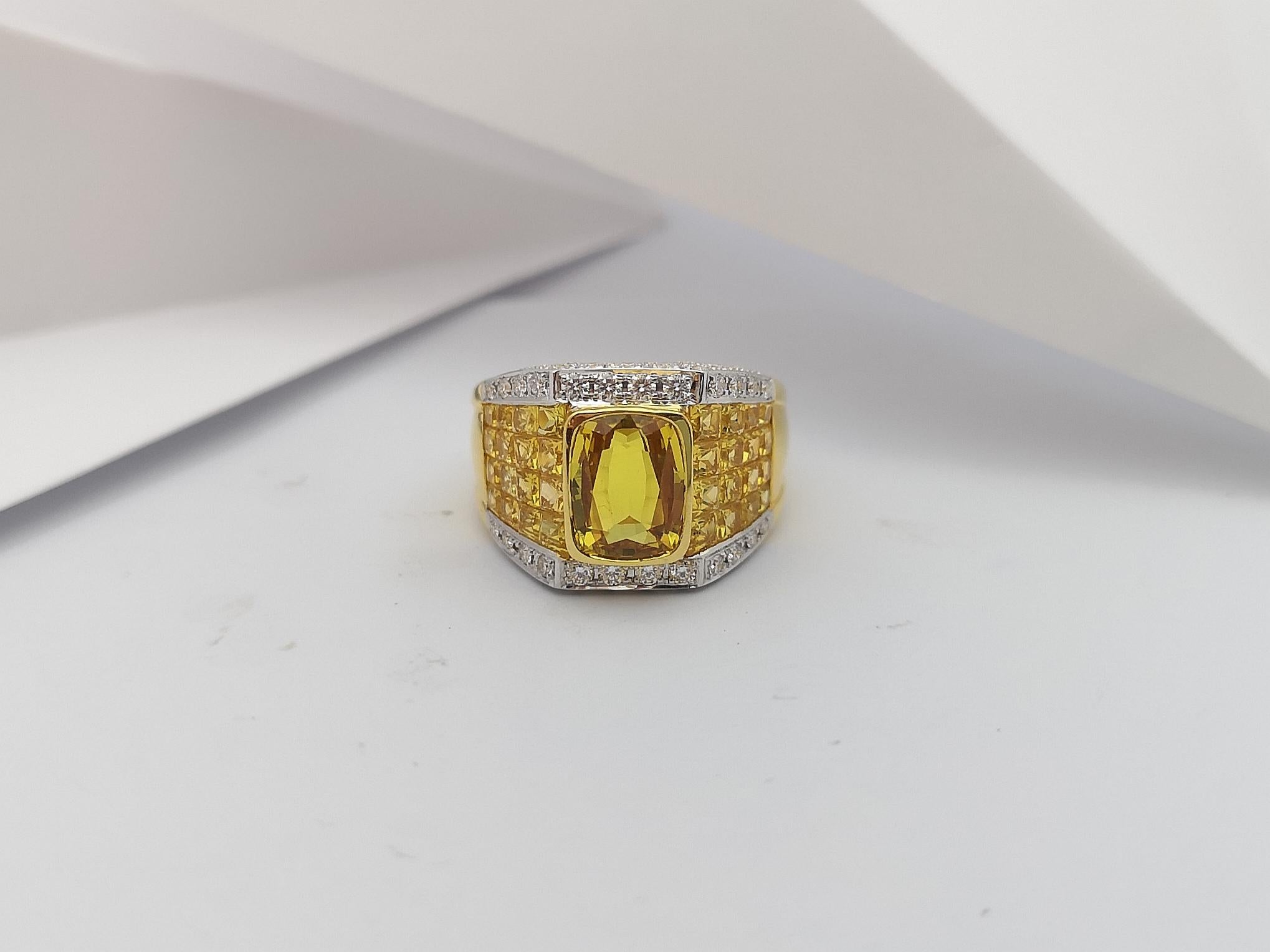 Gelber Saphir und Diamant-Ring in 18 Karat Goldfassung 12