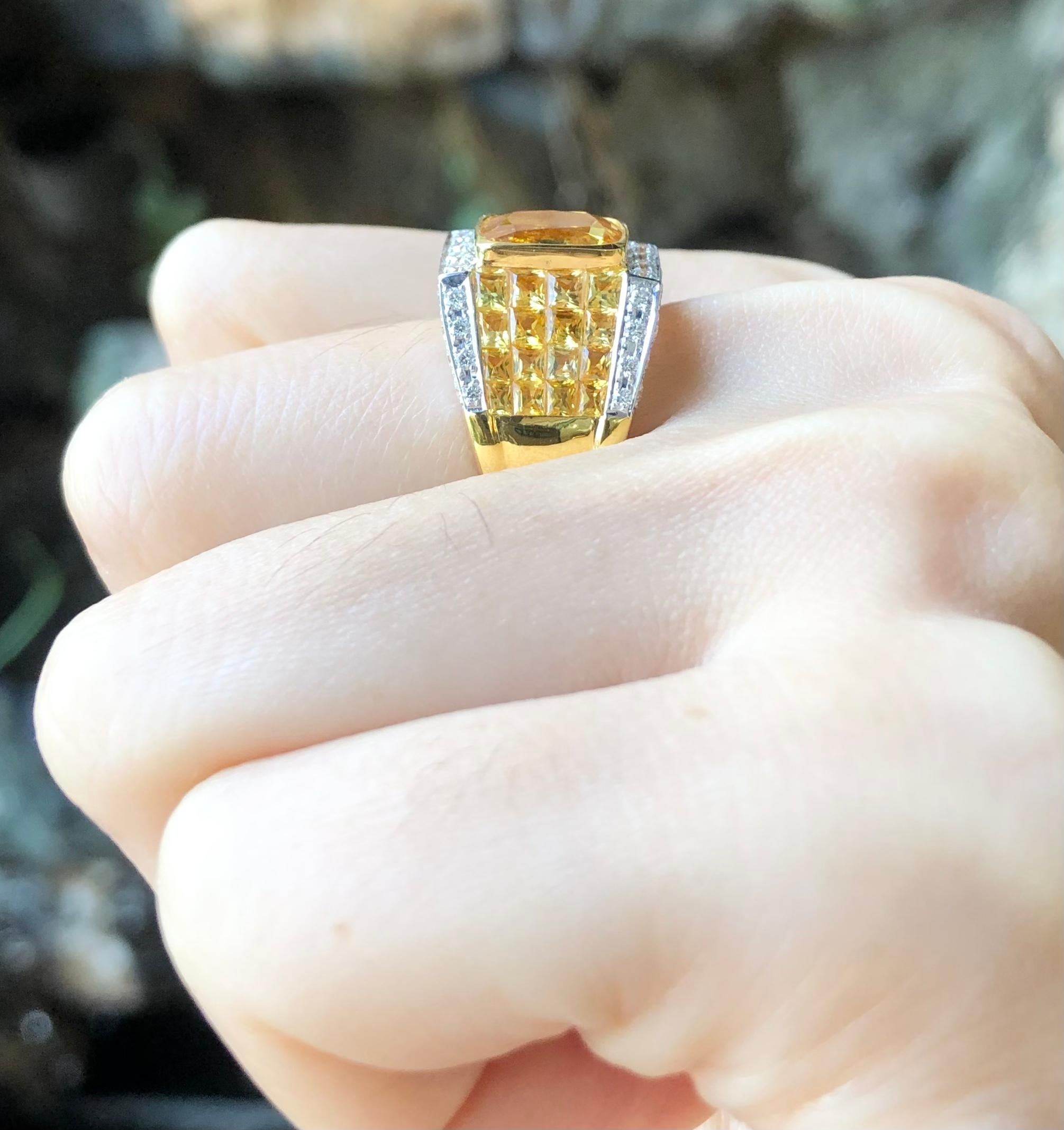 Gelber Saphir und Diamant-Ring in 18 Karat Goldfassung 1